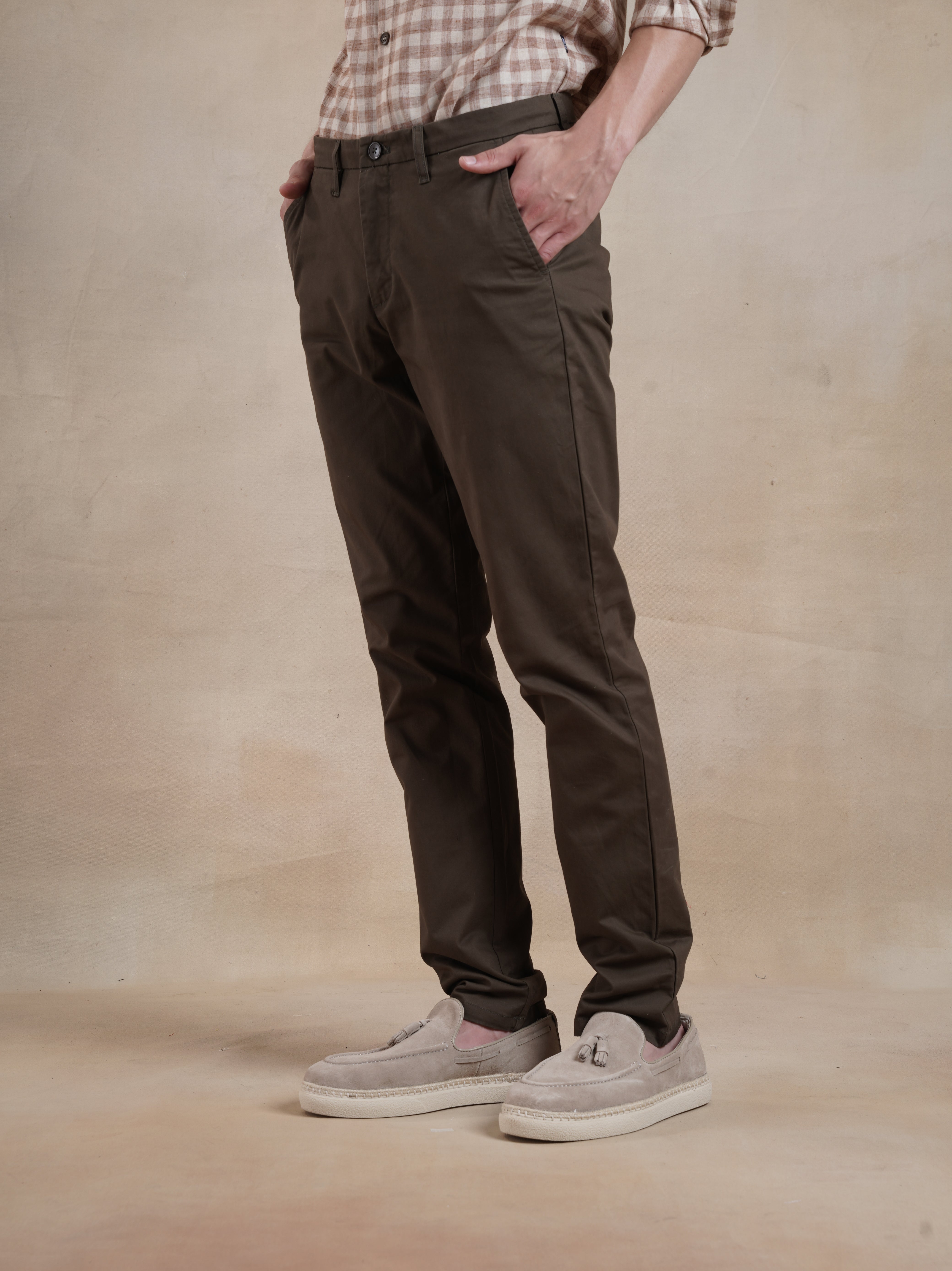 Men's Brown Casual Regular Fit Chino