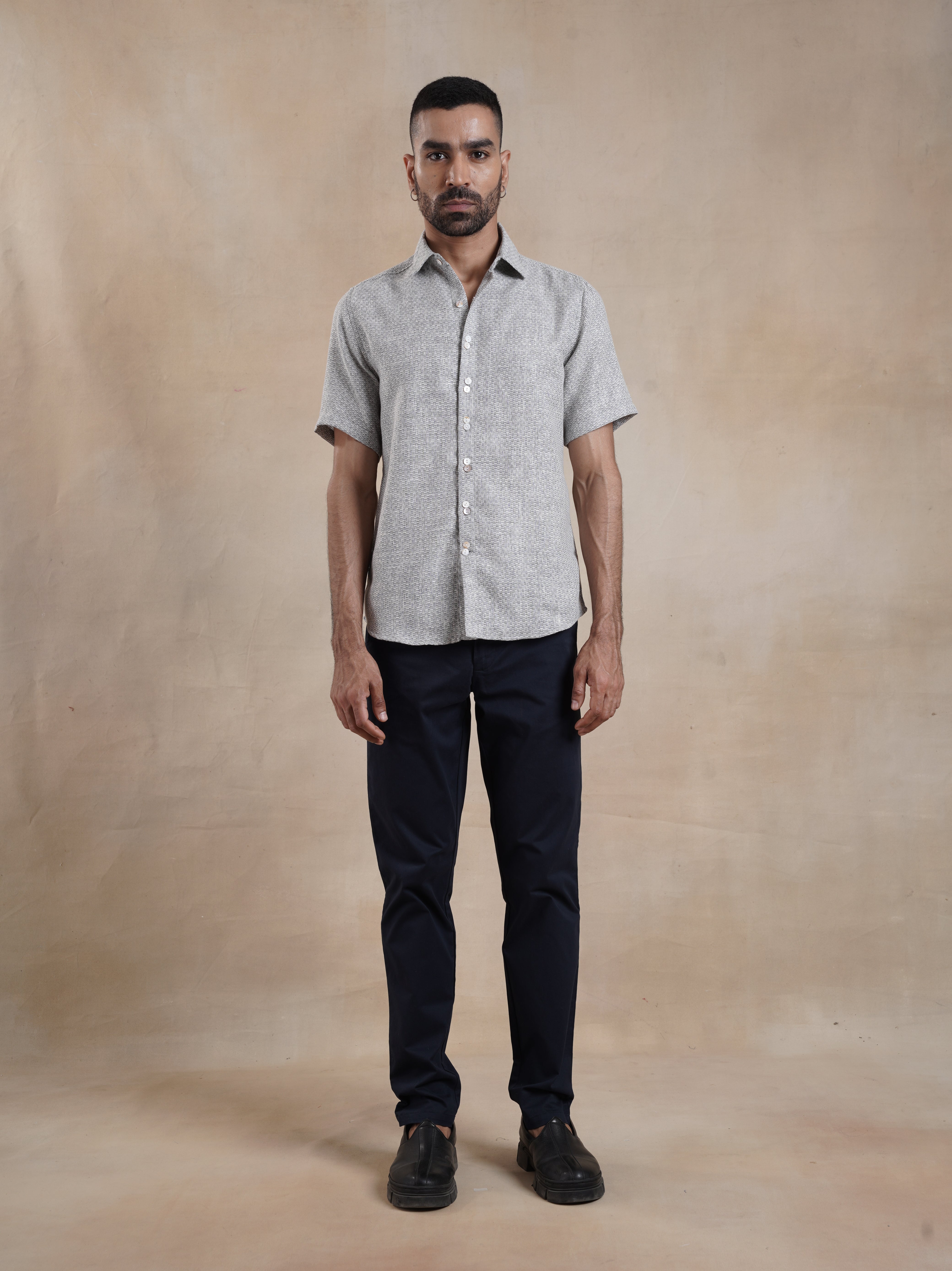 Men's Textured Jute Blend Check Shirt