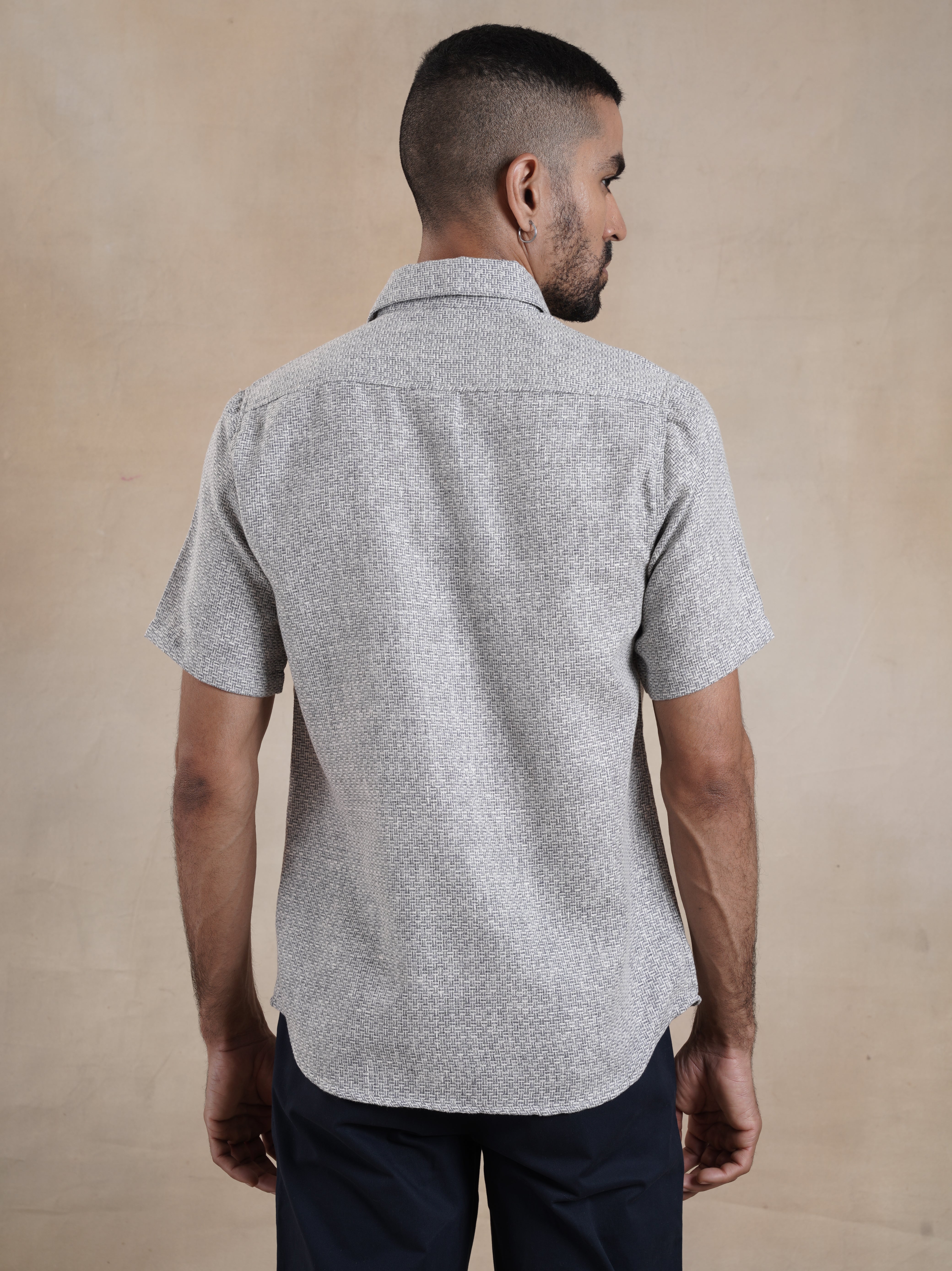 Men's Textured Jute Blend Check Shirt