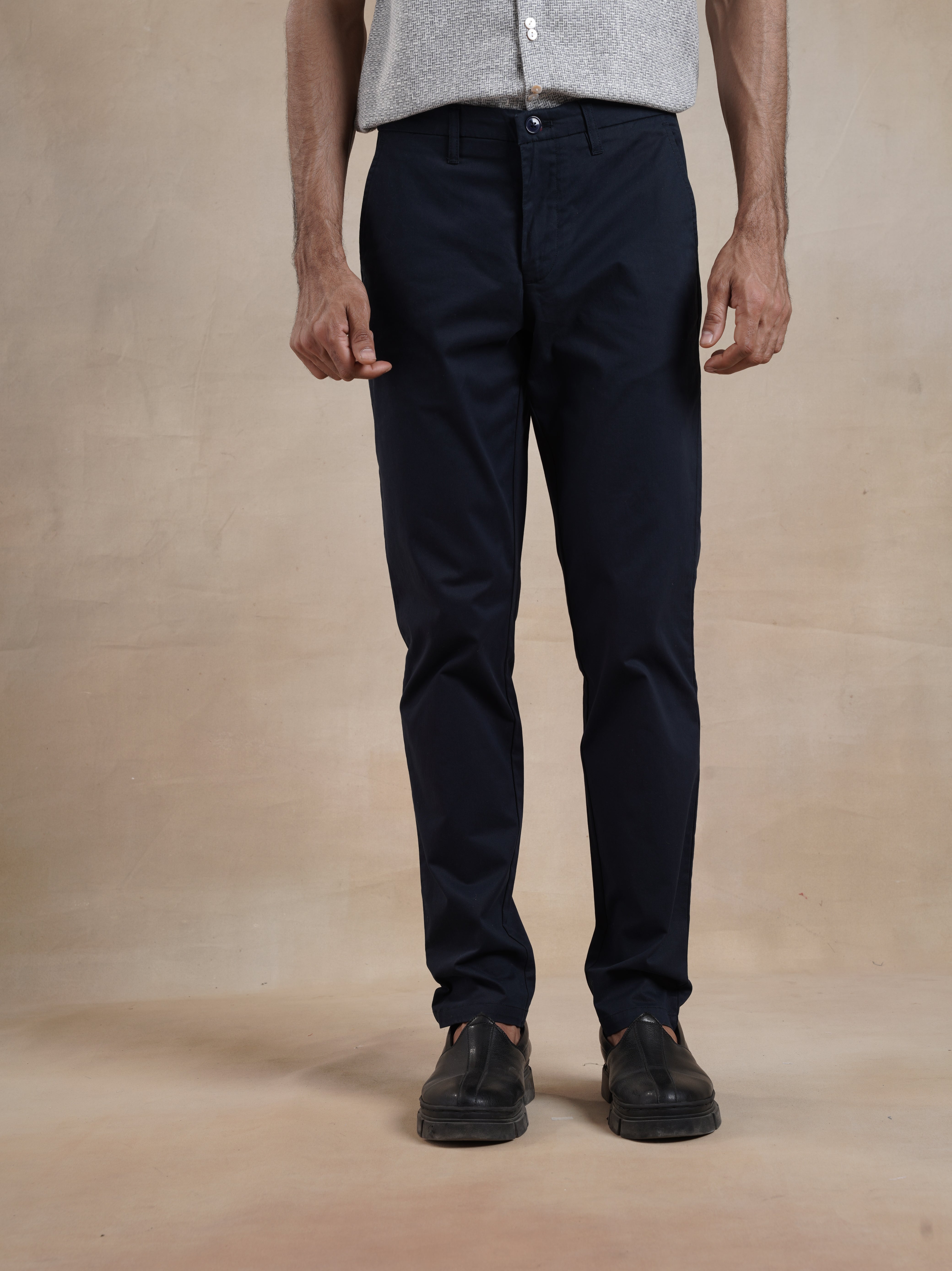 Men's Navy Casual Regular Fit Chino
