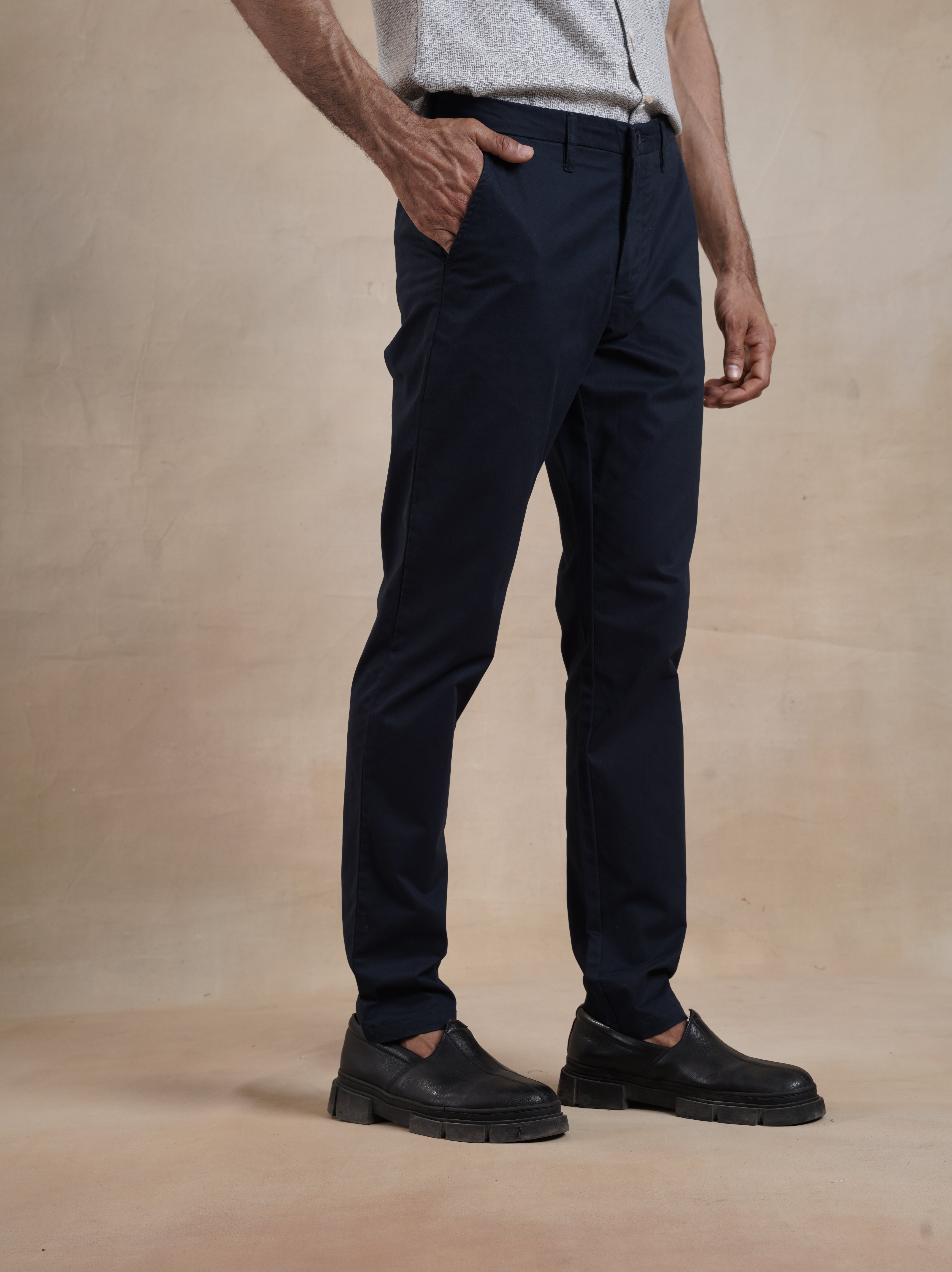 Men's Navy Casual Regular Fit Chino