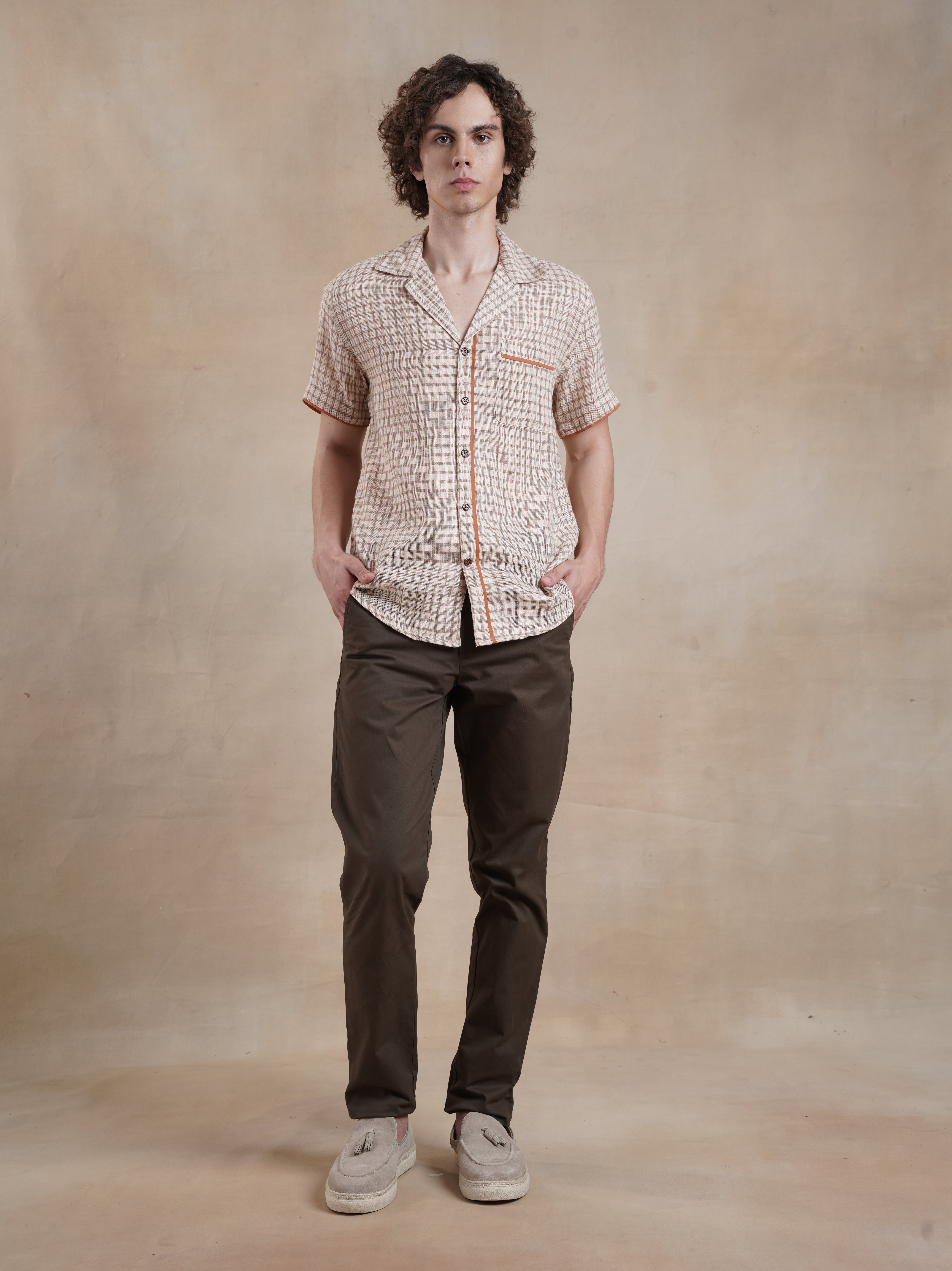 Men's Textured Jute Blend Check Shirt