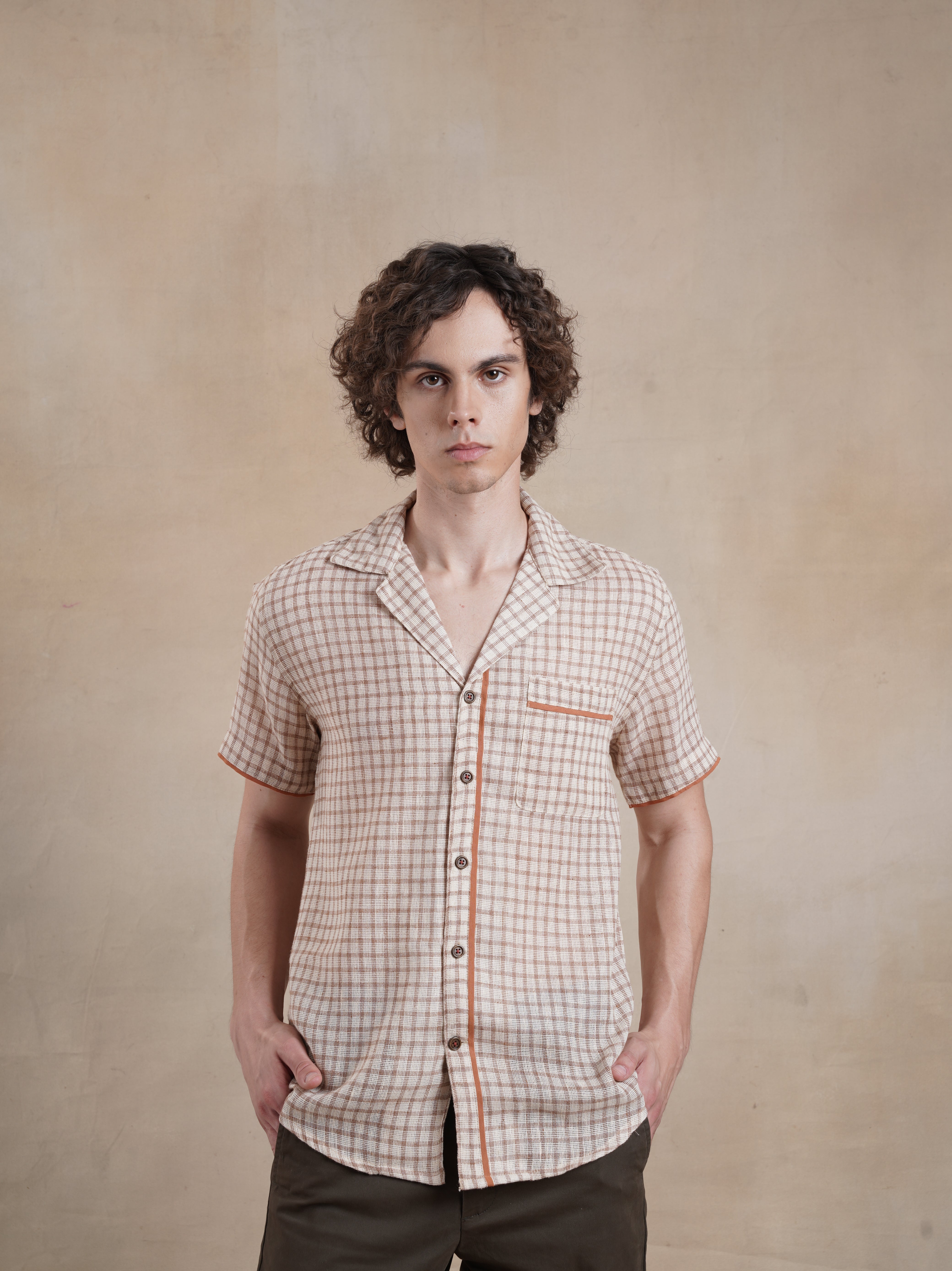 Men's Textured Jute Blend Check Shirt