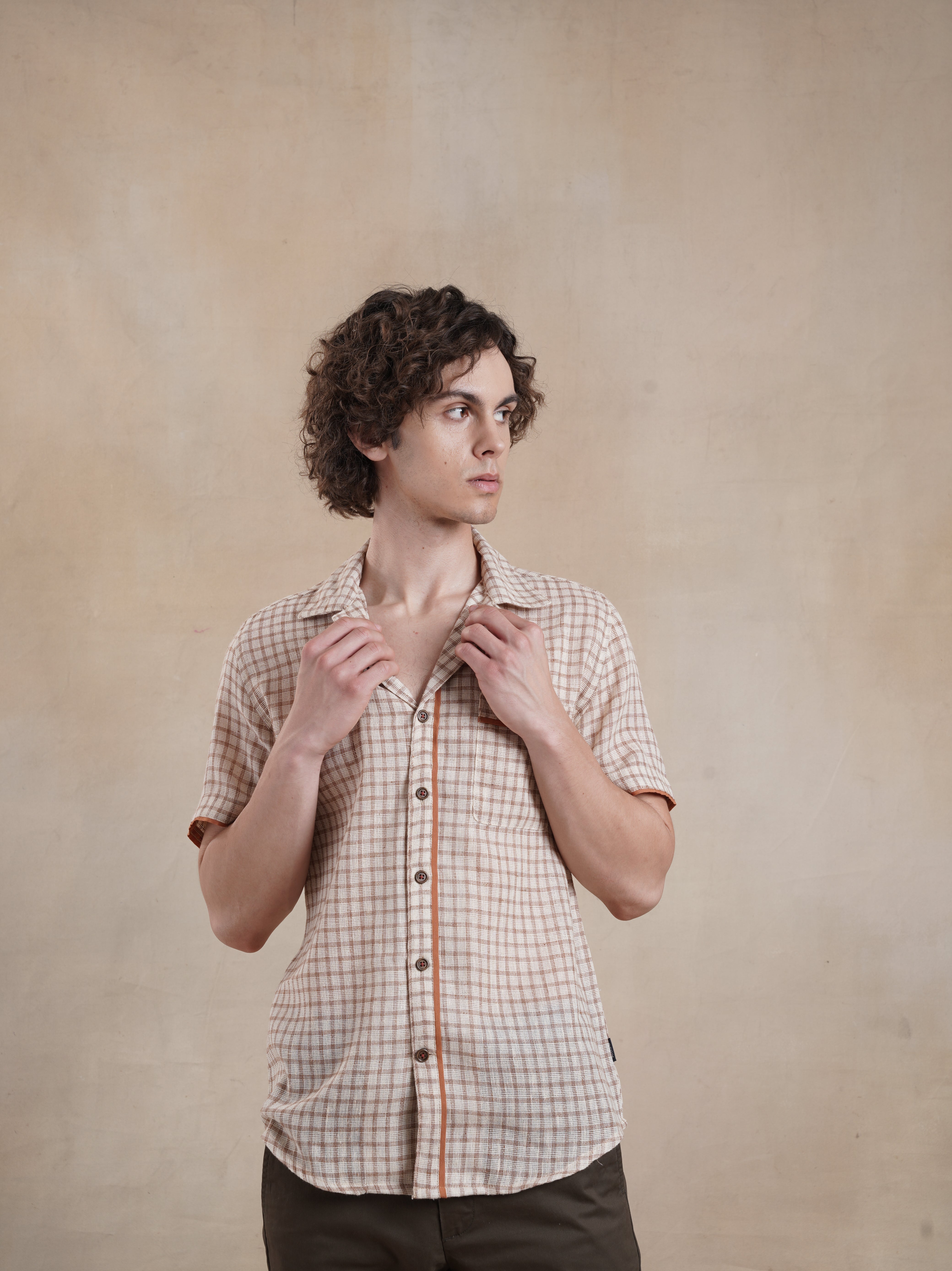 Men's Textured Jute Blend Check Shirt