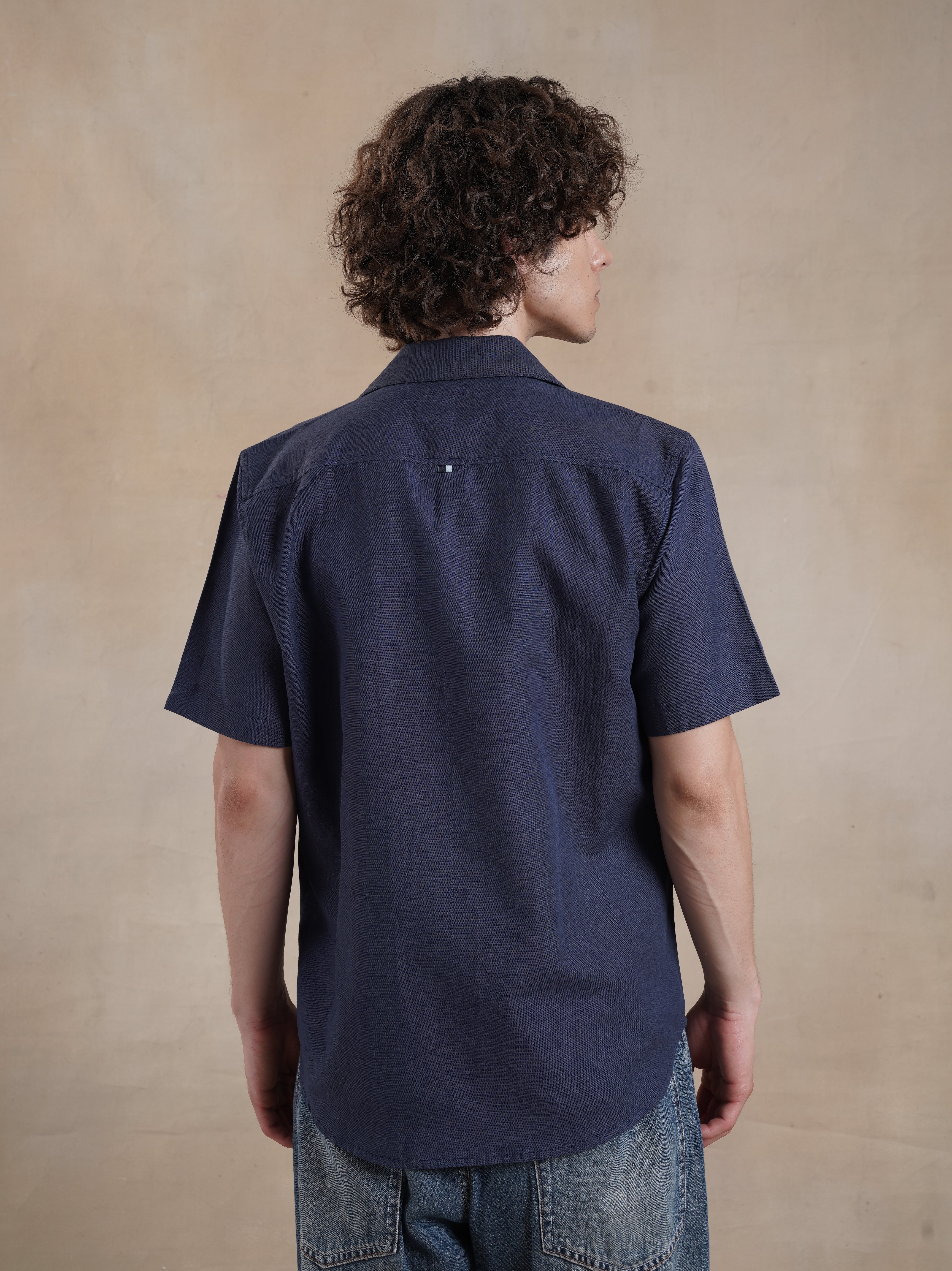 Men's Pleated Cotton Linen Kantha Shirt