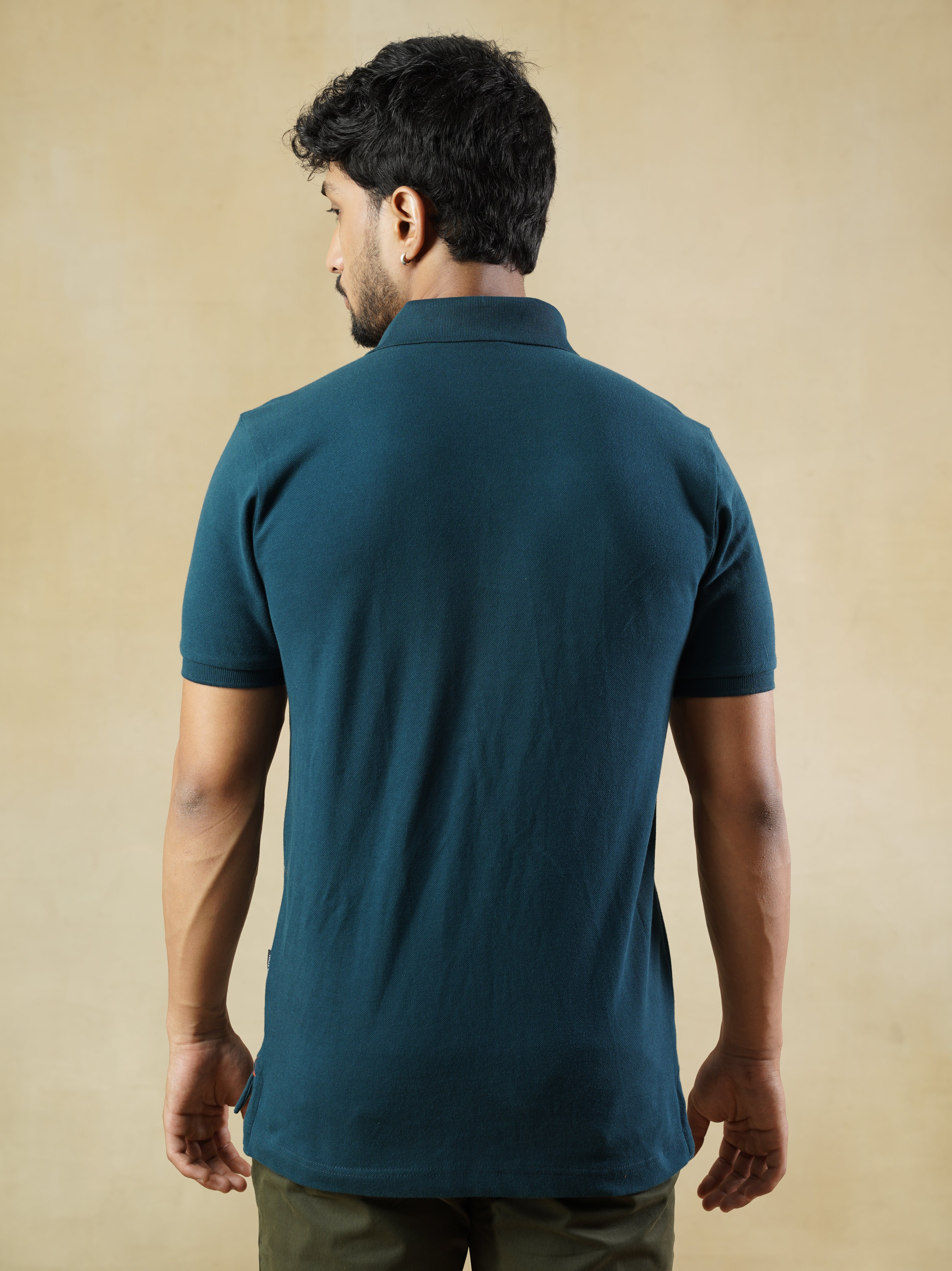 Men's 100% cotton Teal Polo Neck T-Shirt