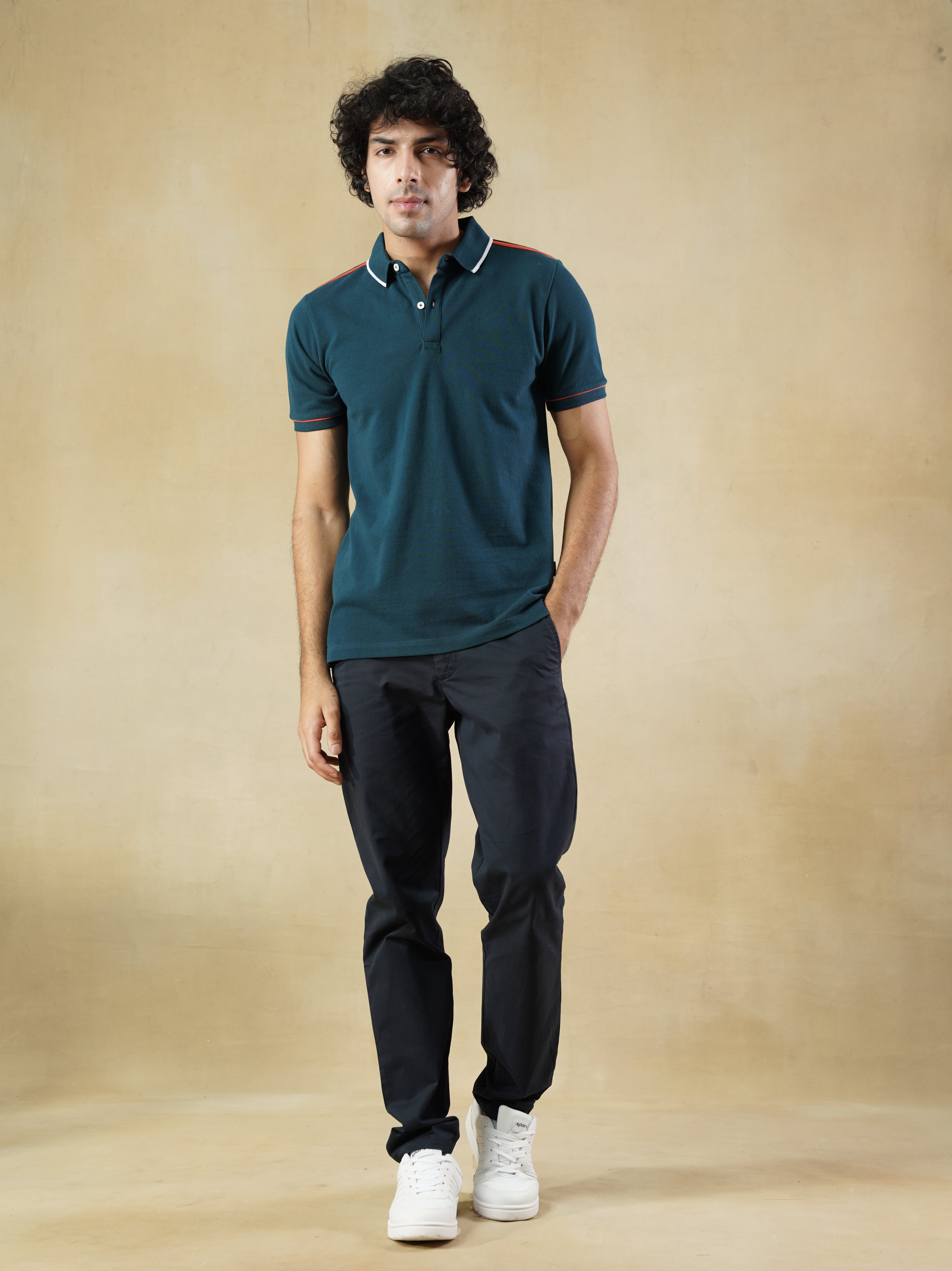 Men's 100% cotton Teal coloured Polo Neck T-Shirt