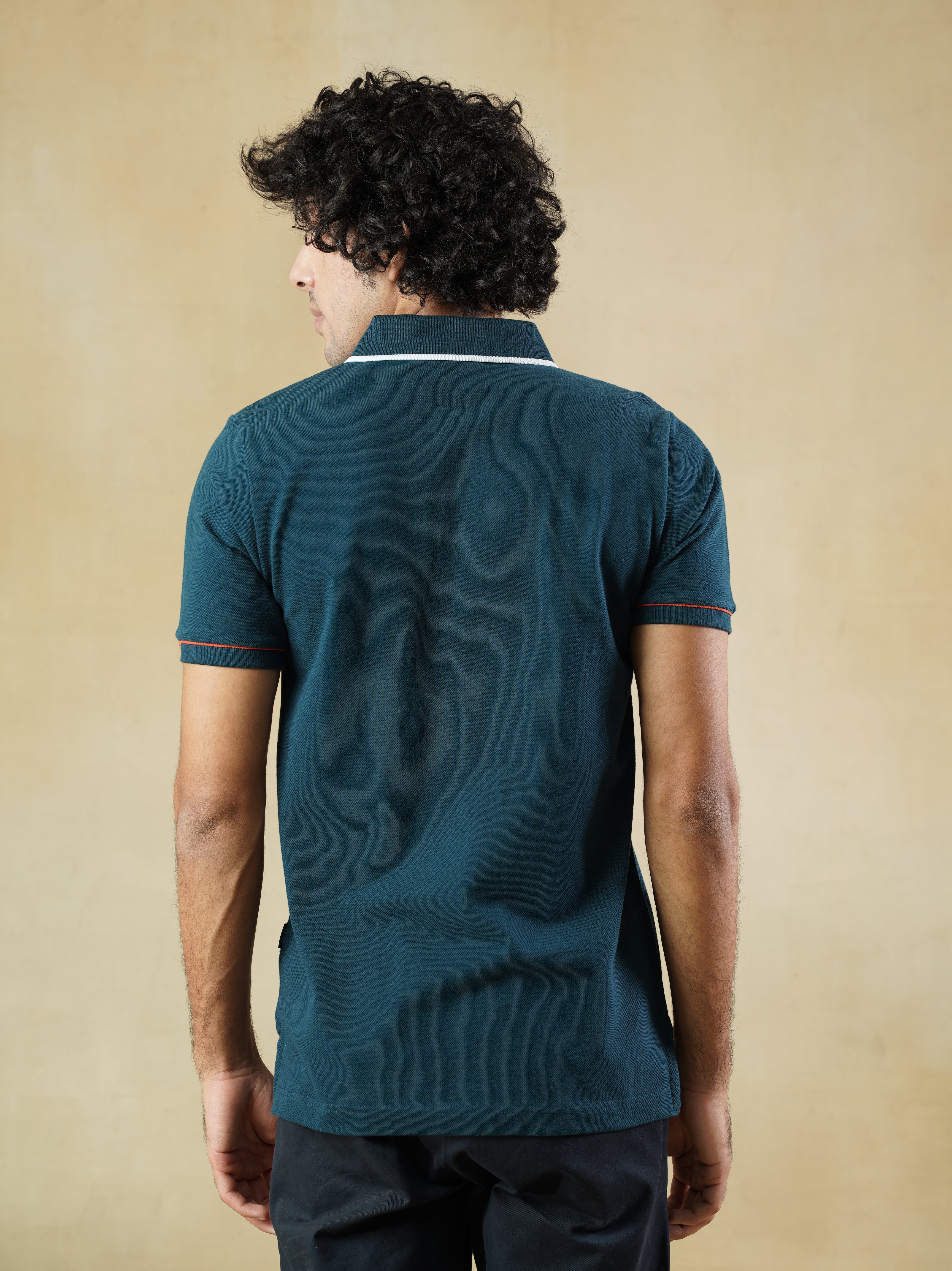 Men's 100% cotton Teal coloured Polo Neck T-Shirt
