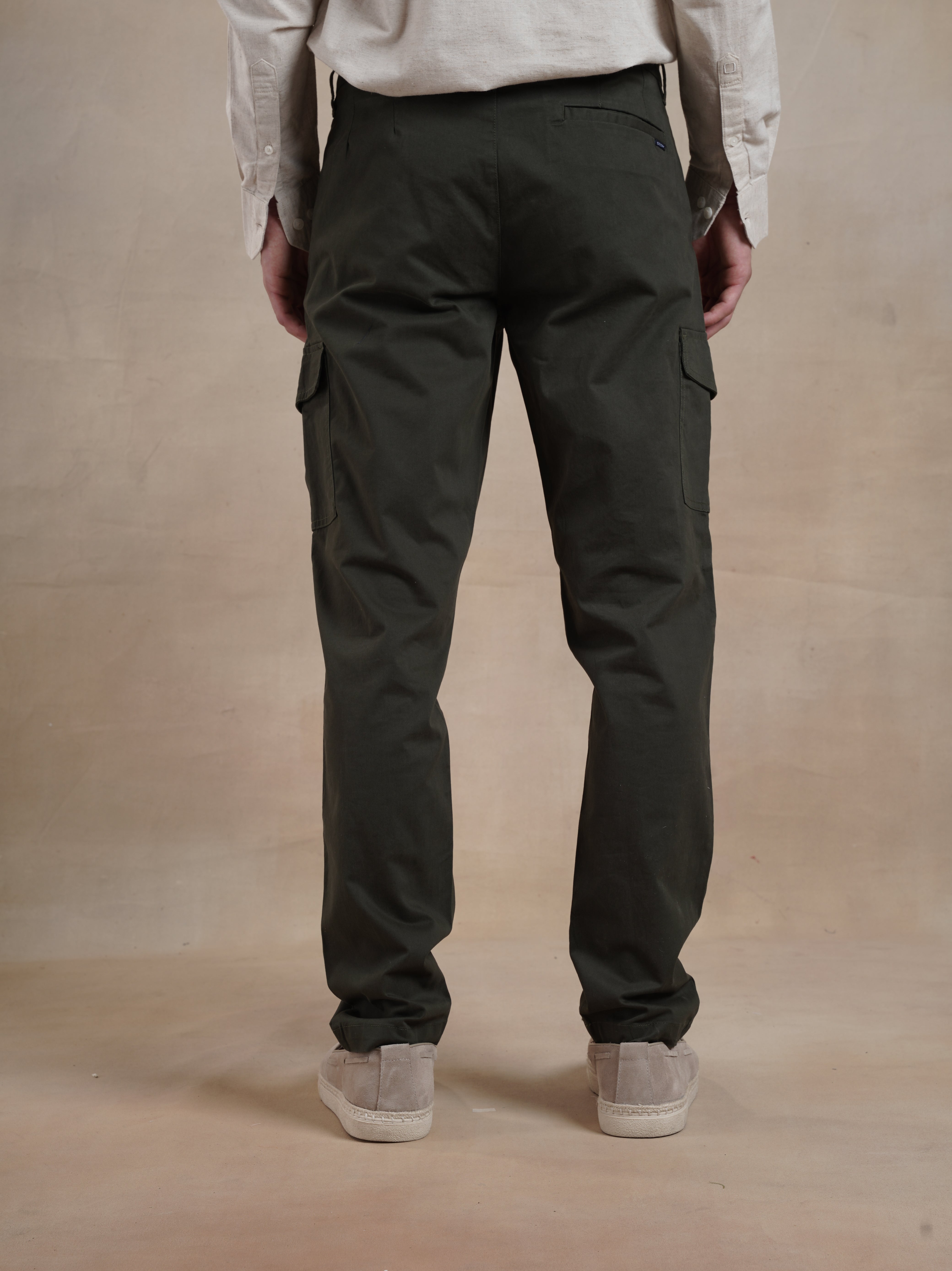 Men's Regular Fit Olive Cargos