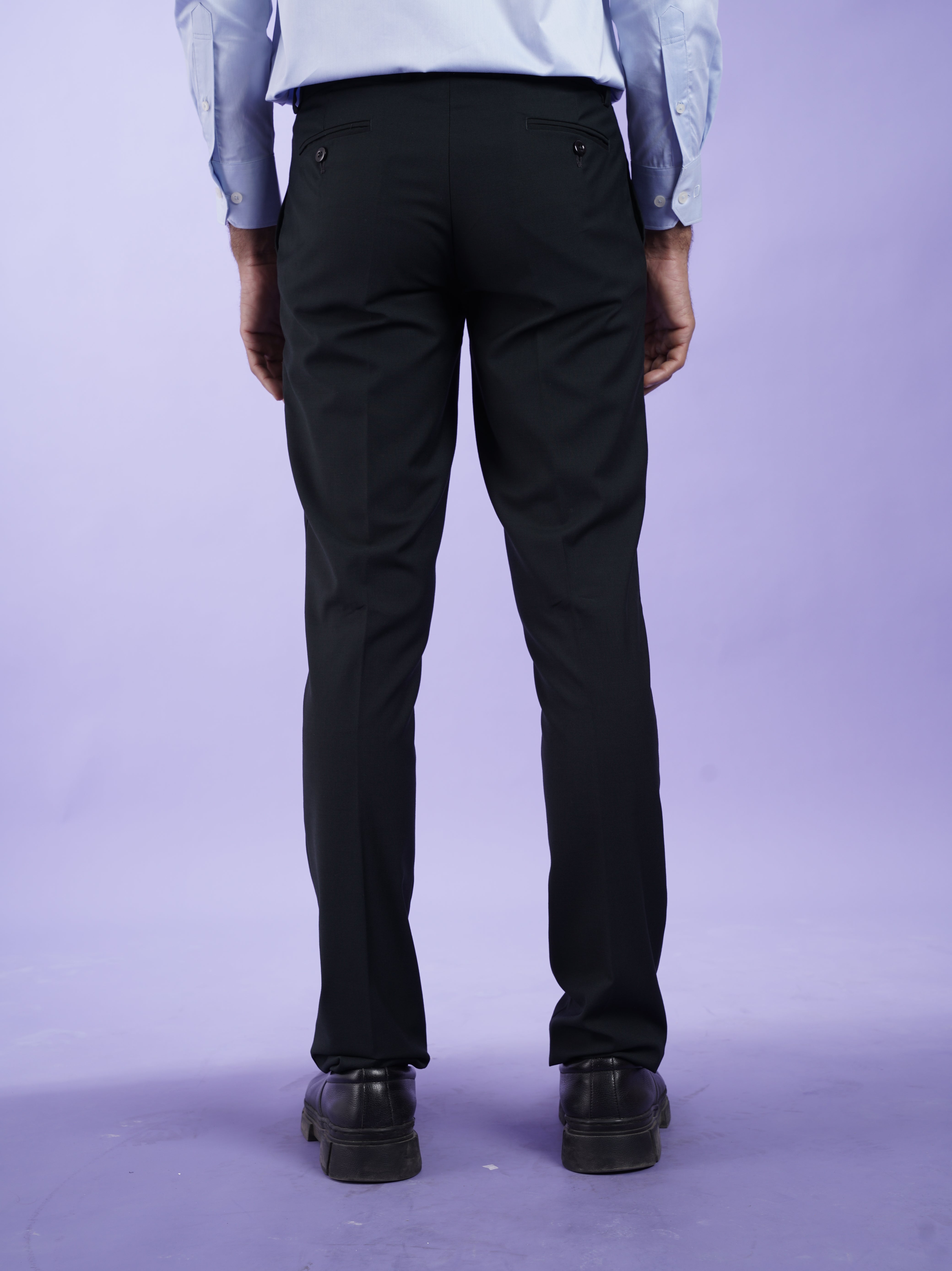 Men's Black Formal Pant with Taped Waistband