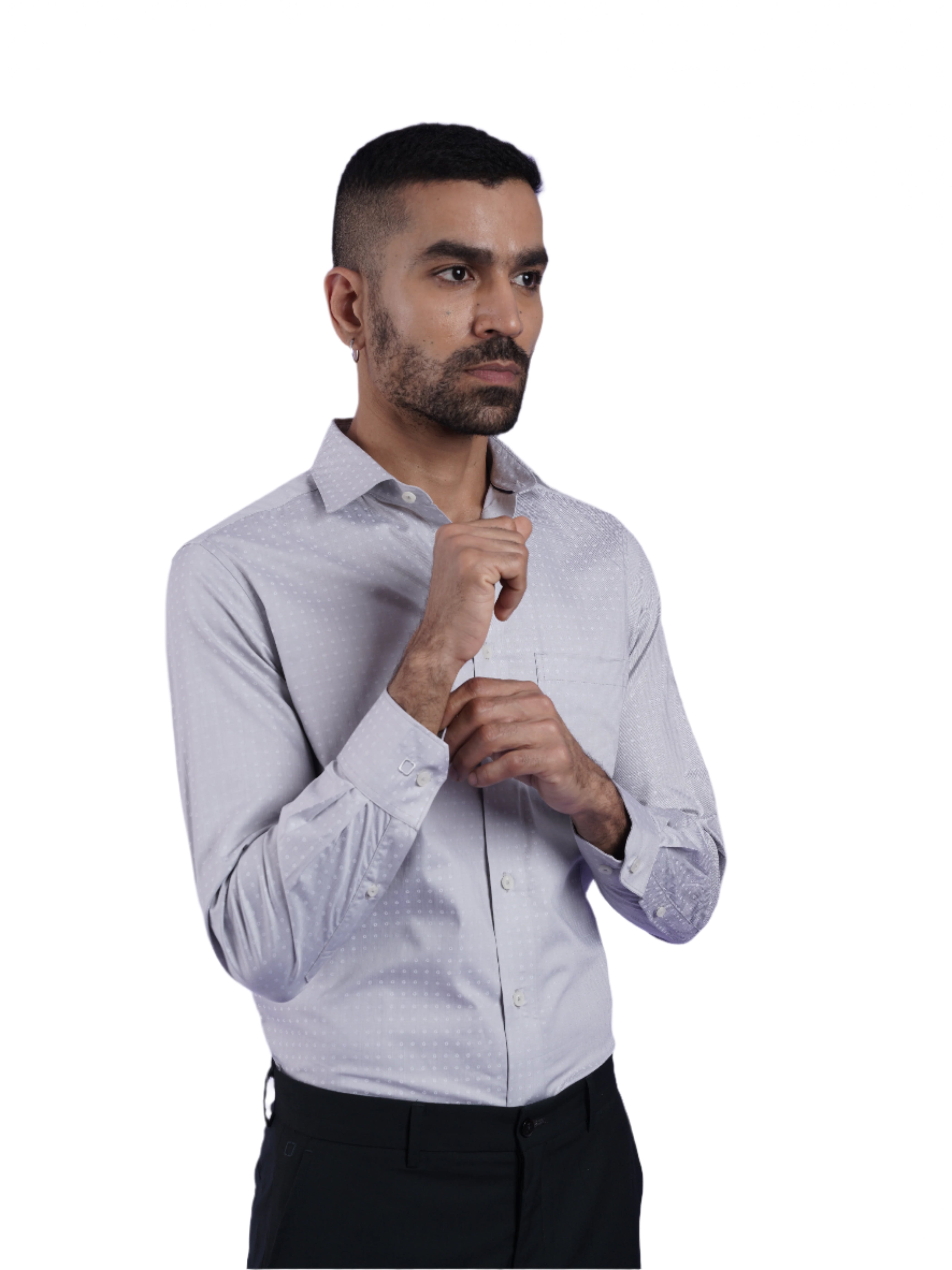 Men's Grey Full Sleeves Formal Shirt