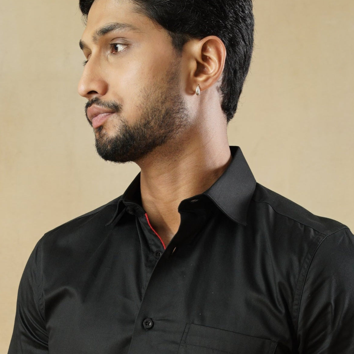 Black Men's Viscose Blend Classic Trousers