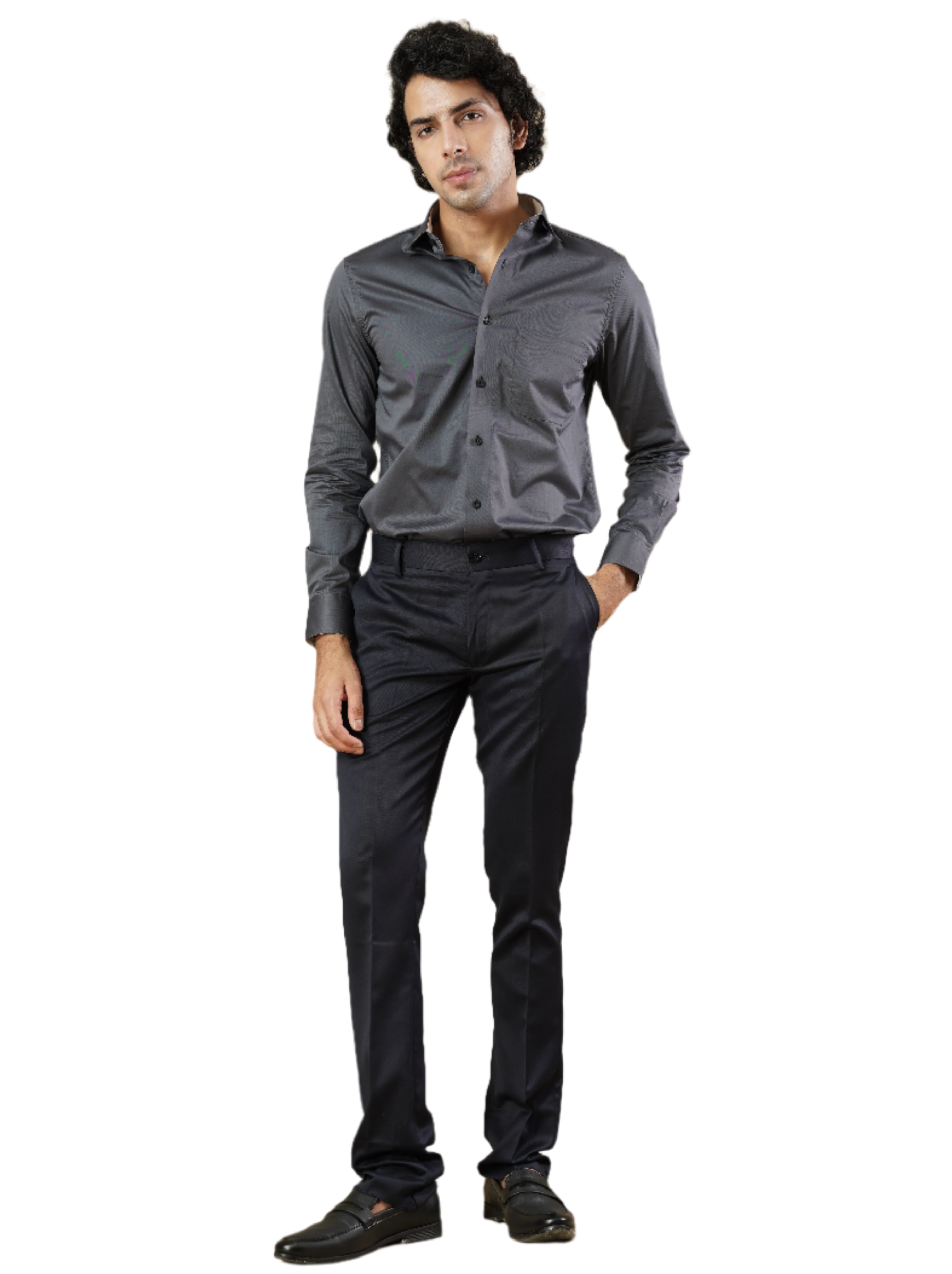 Men's Grey Full Sleeves Formal Shirt