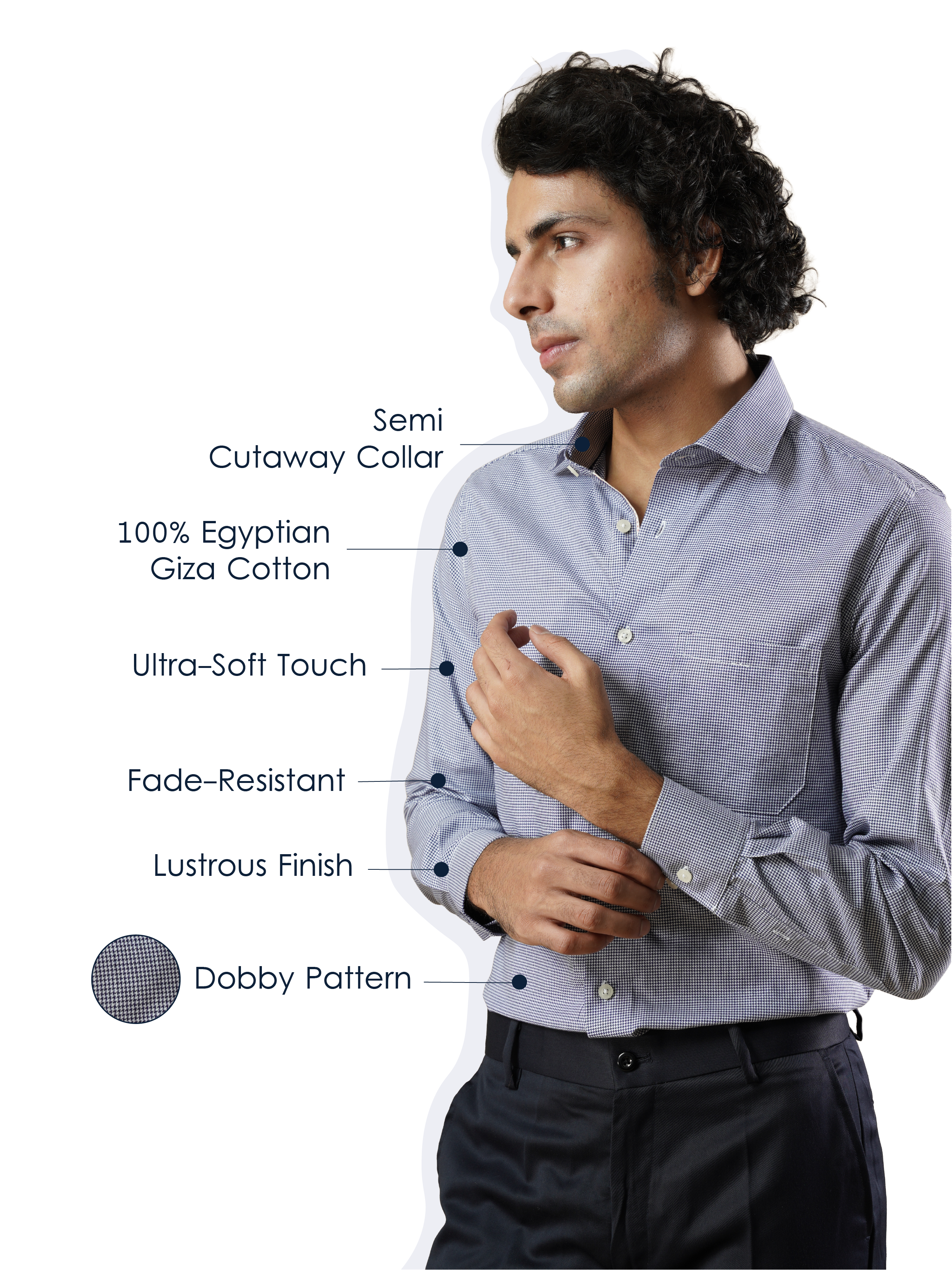 Men’s Blue Micro-checks Formal Full Sleeves Shirt