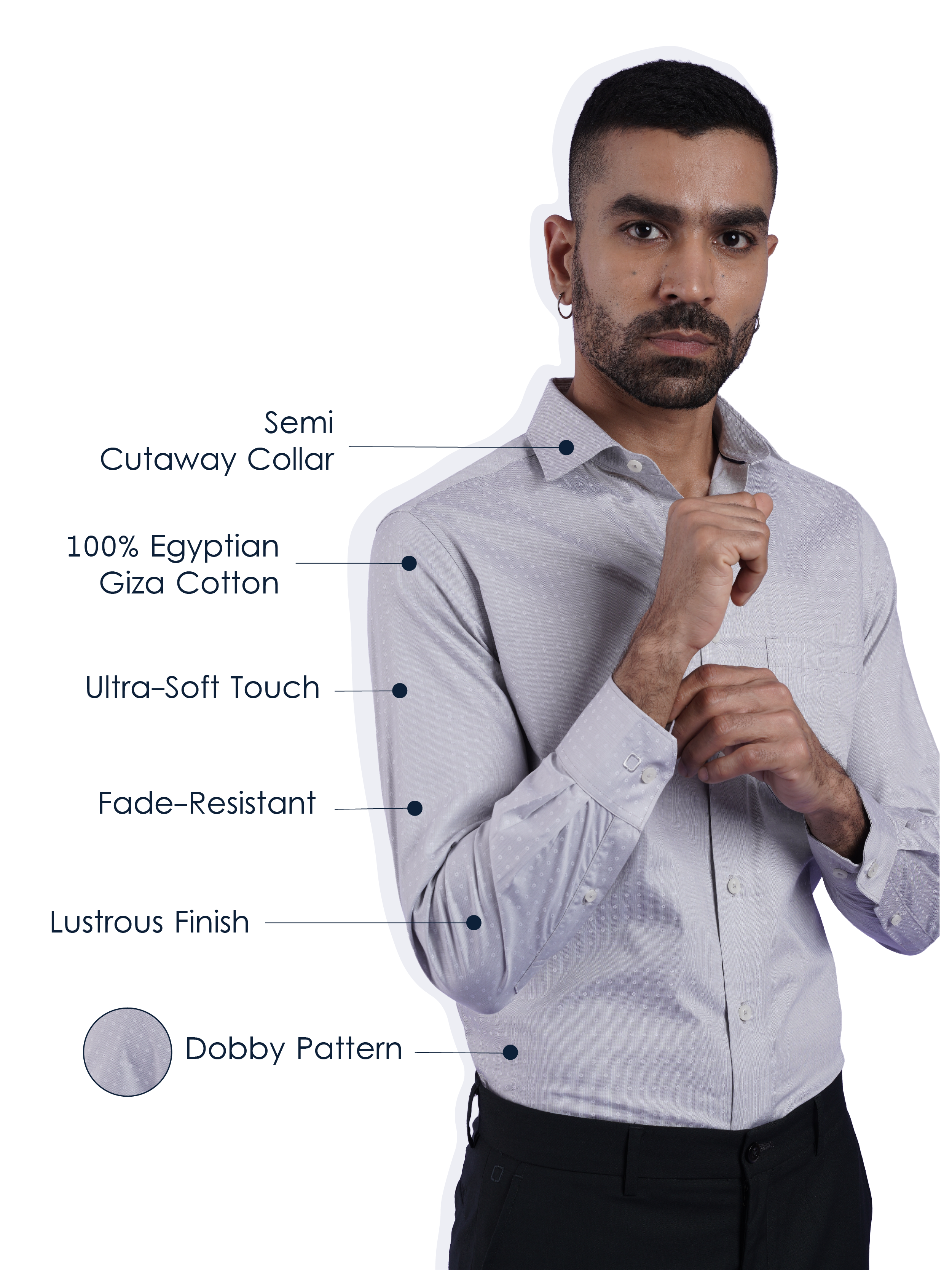 Men's Grey Full Sleeves Formal Shirt