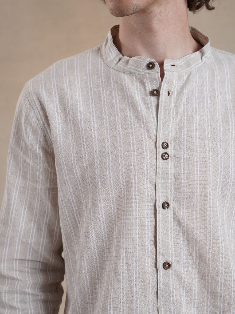 Men's Festive Shirt with Mandarin collar | Minimal Embroidery