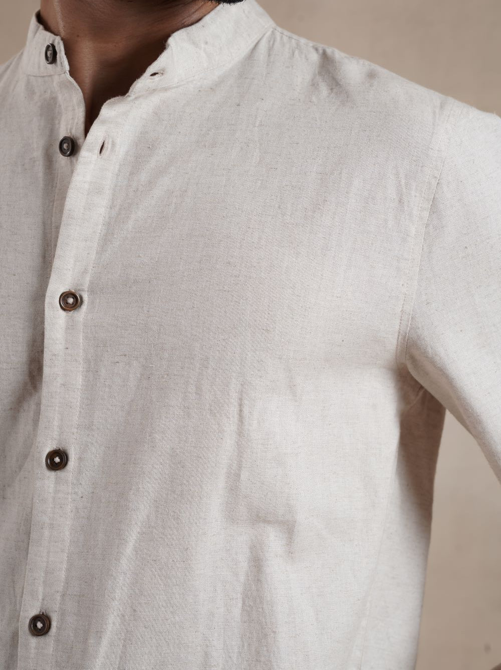 Men's Full Sleeve Embroidered Mandarin Collar Shirt