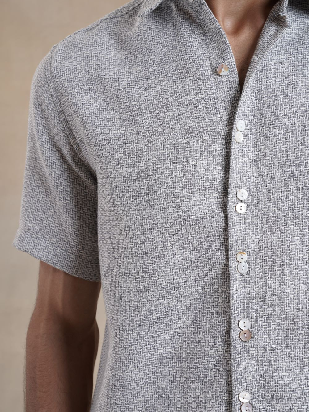 Men's Textured Jute Blend Check Shirt