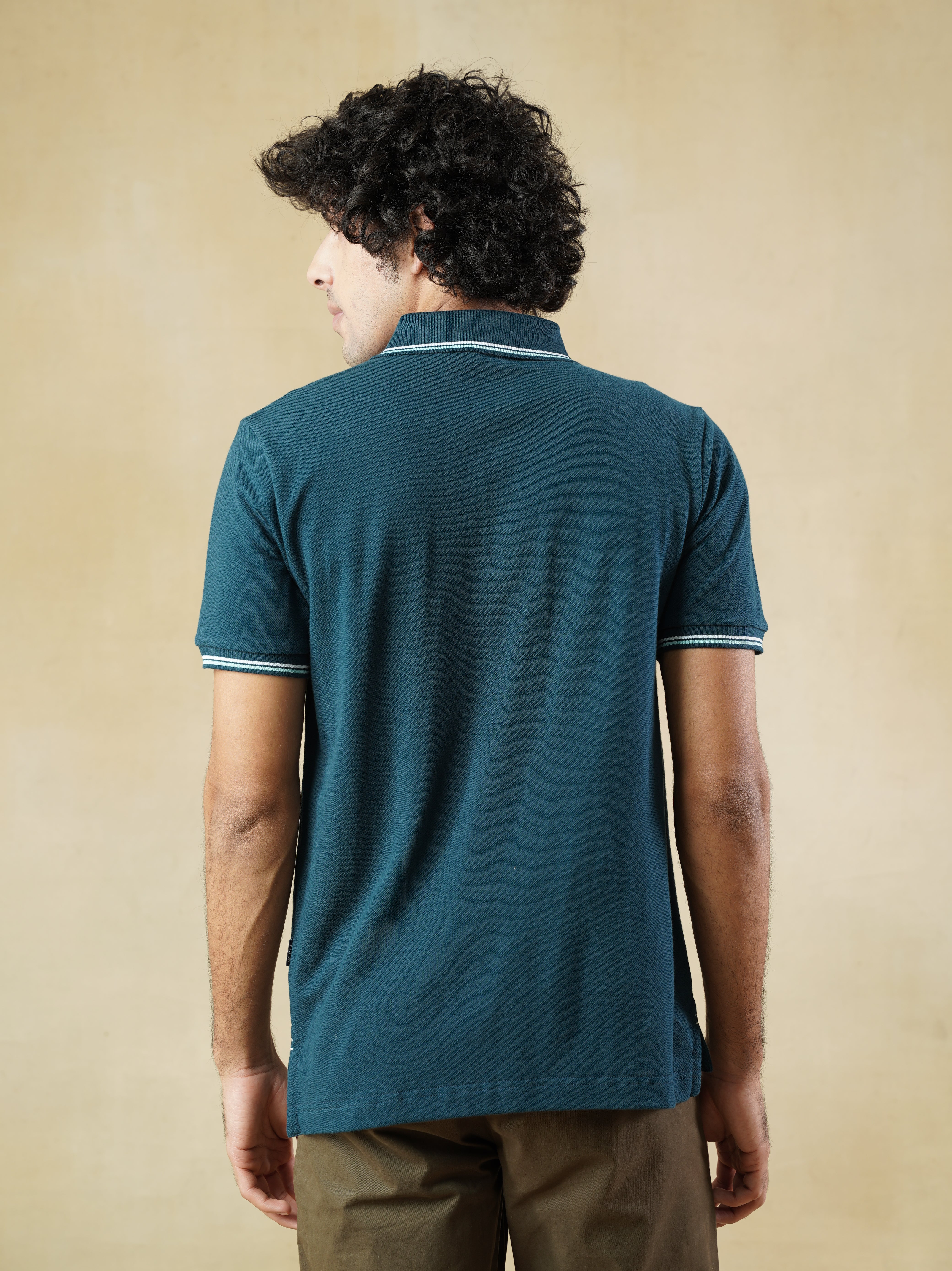Men's 100% cotton Polo Neck T-Shirt in Teal