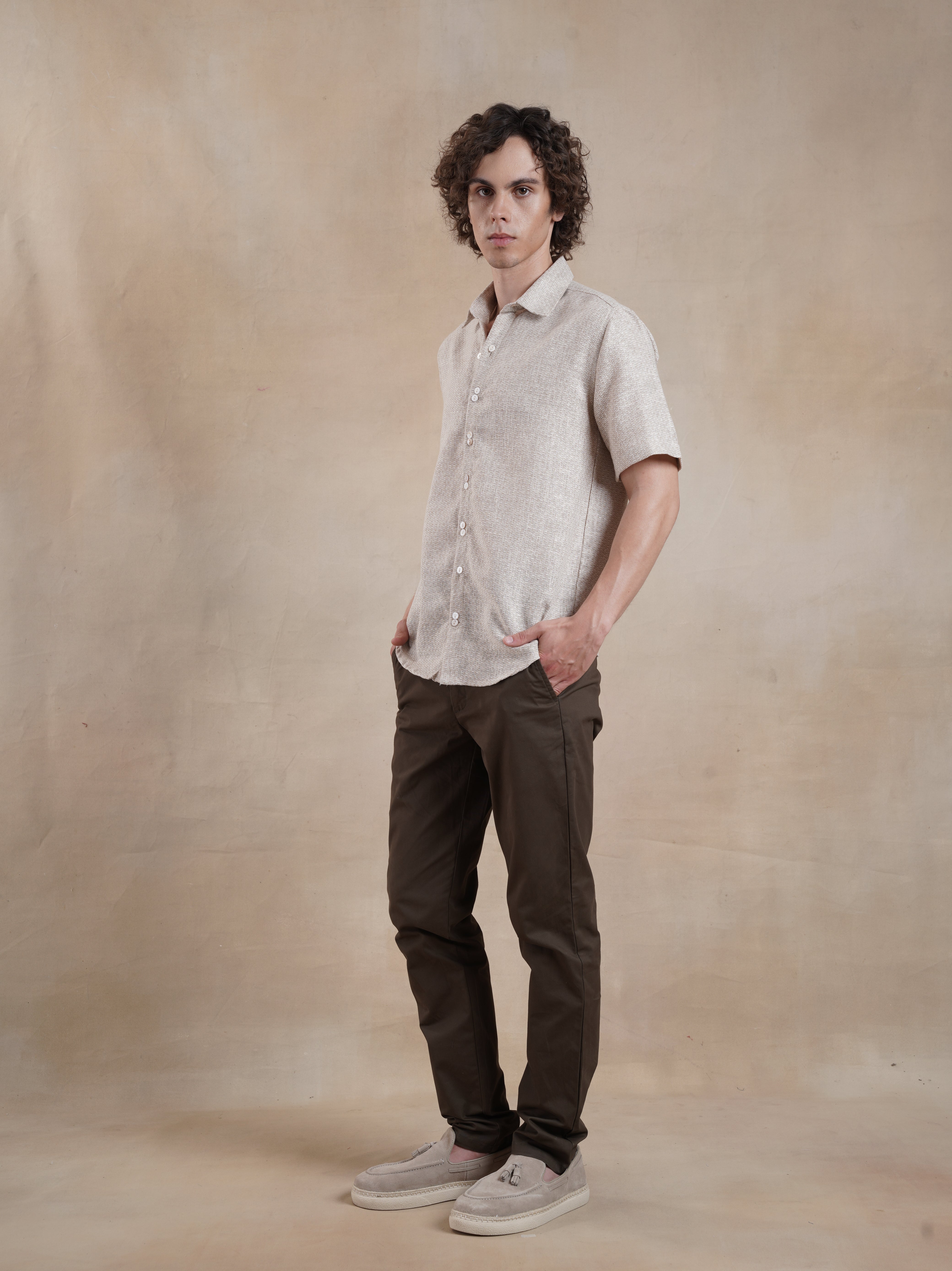 Men's Textured Jute Blend Check Shirt