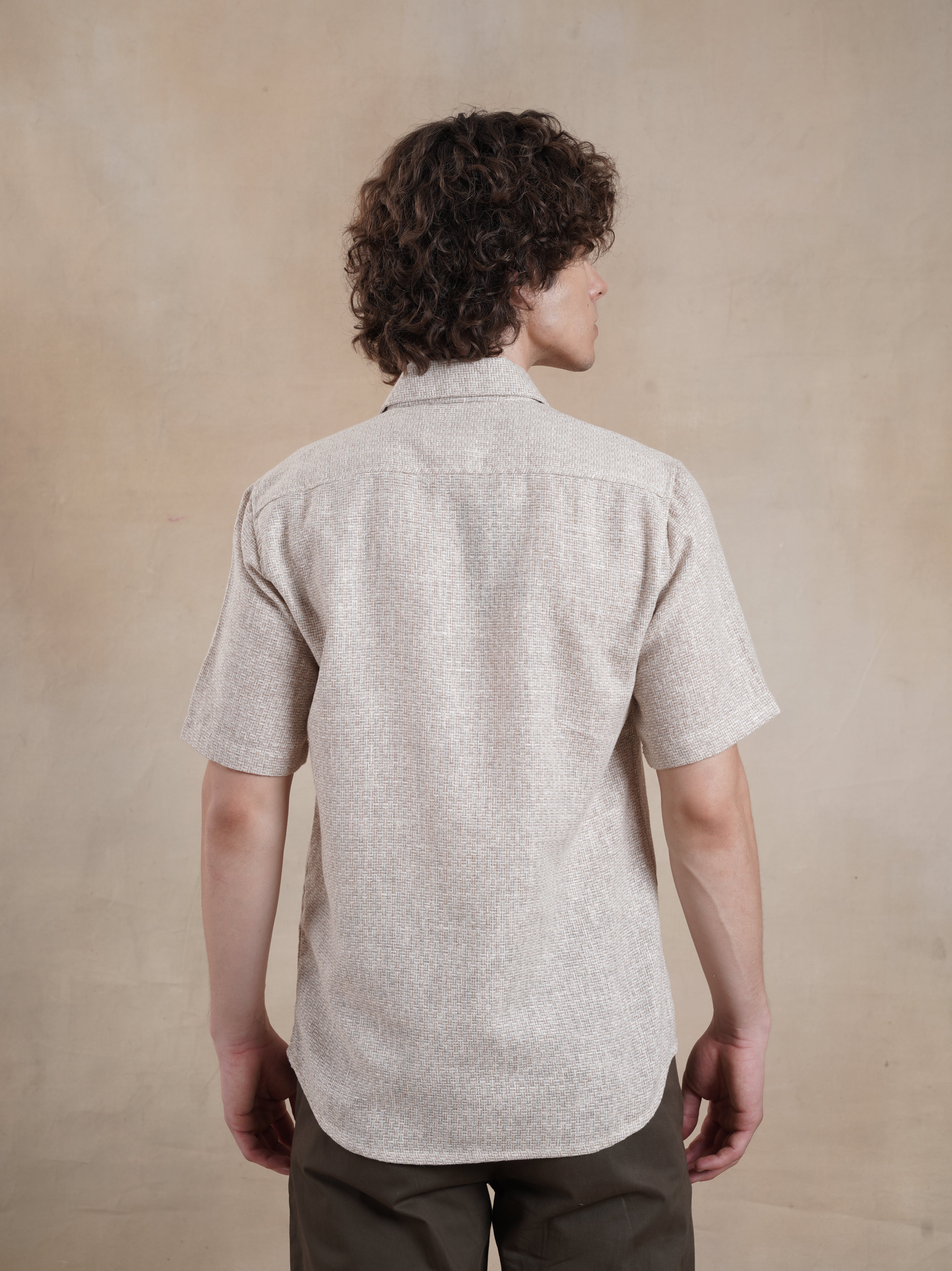 Men's Textured Jute Blend Check Shirt