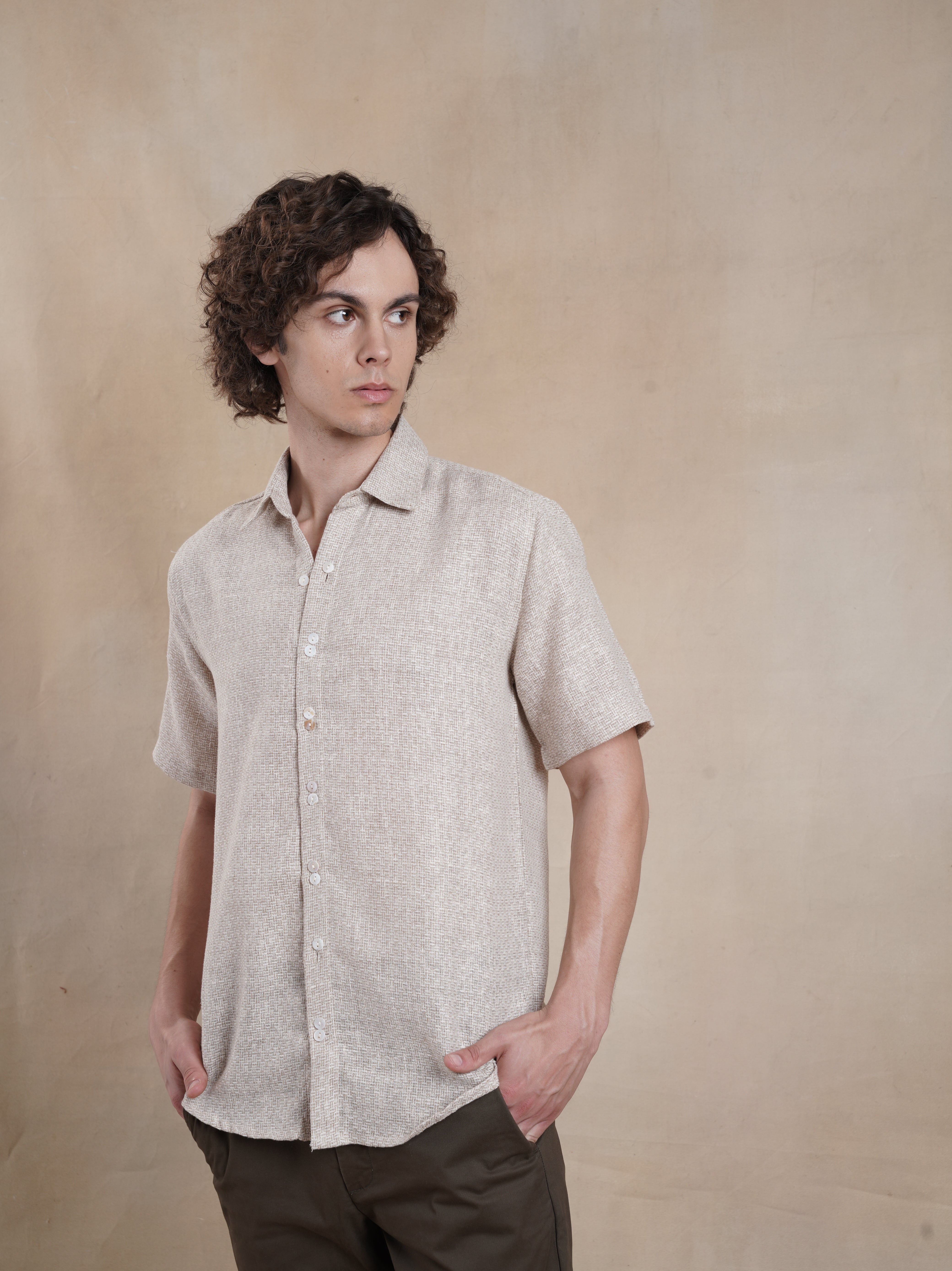 Men's Textured Jute Blend Check Shirt