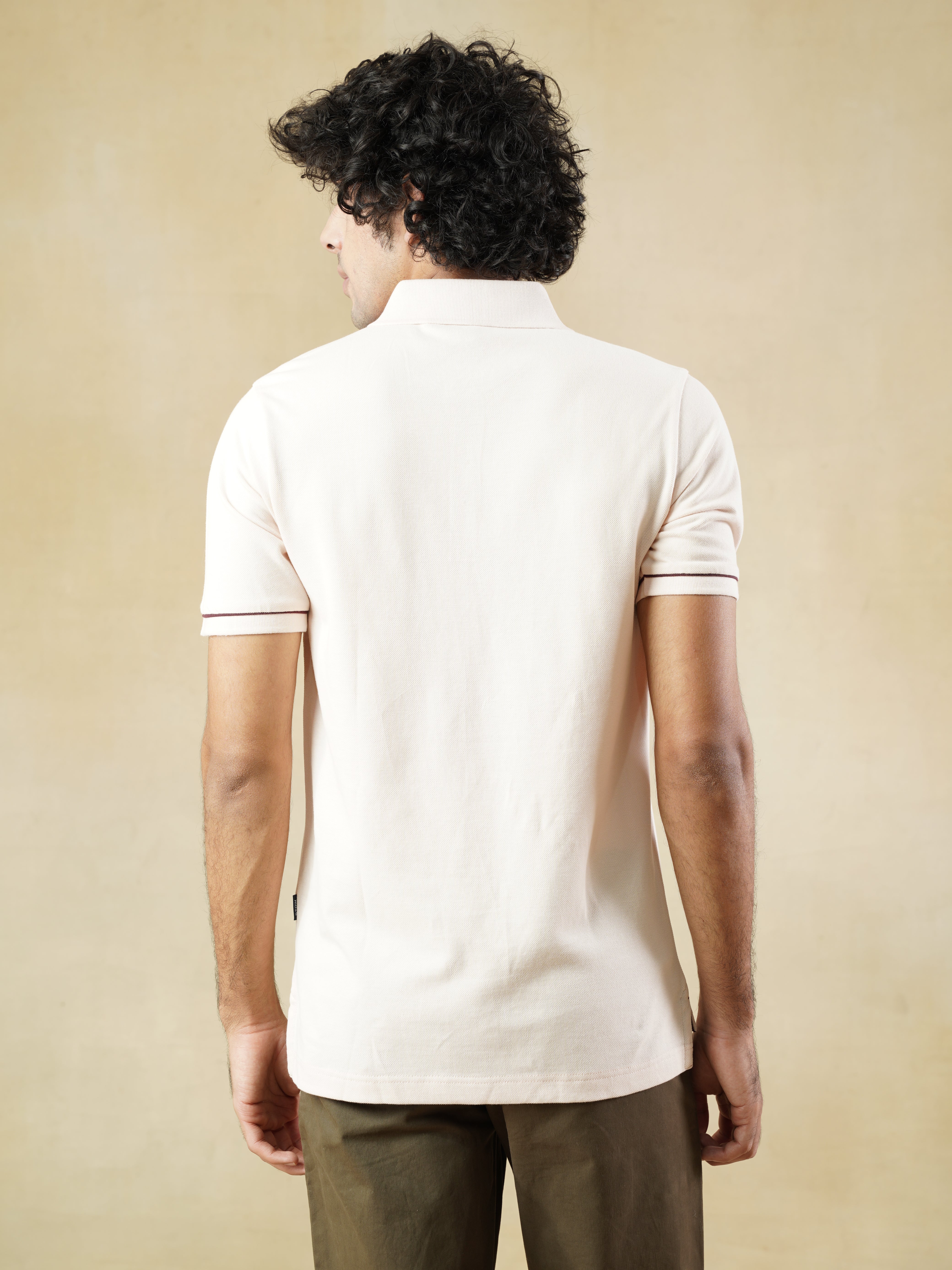 Men's Light pink Cotton Polo T-Shirt