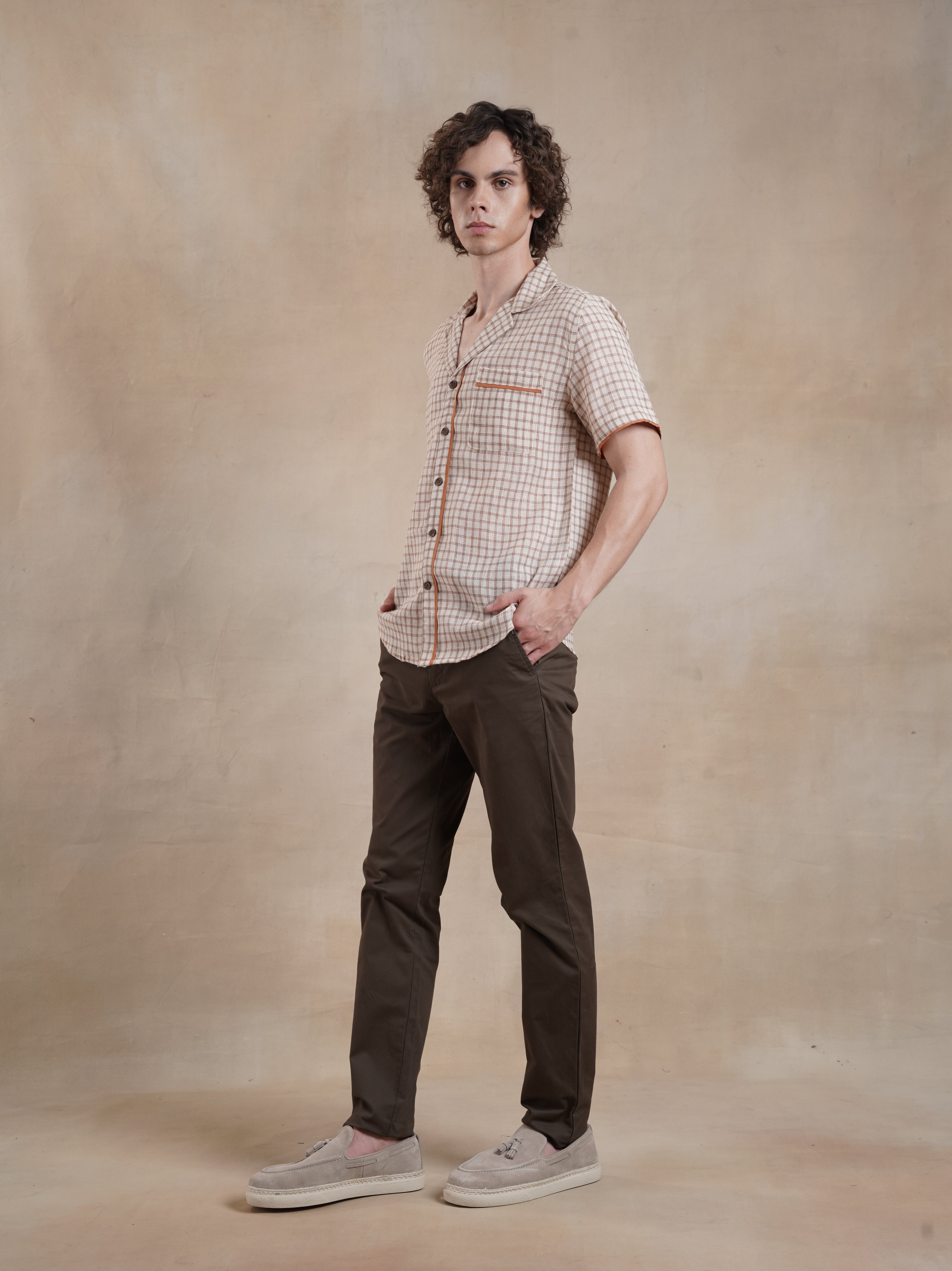 Men's Textured Jute Blend Check Shirt