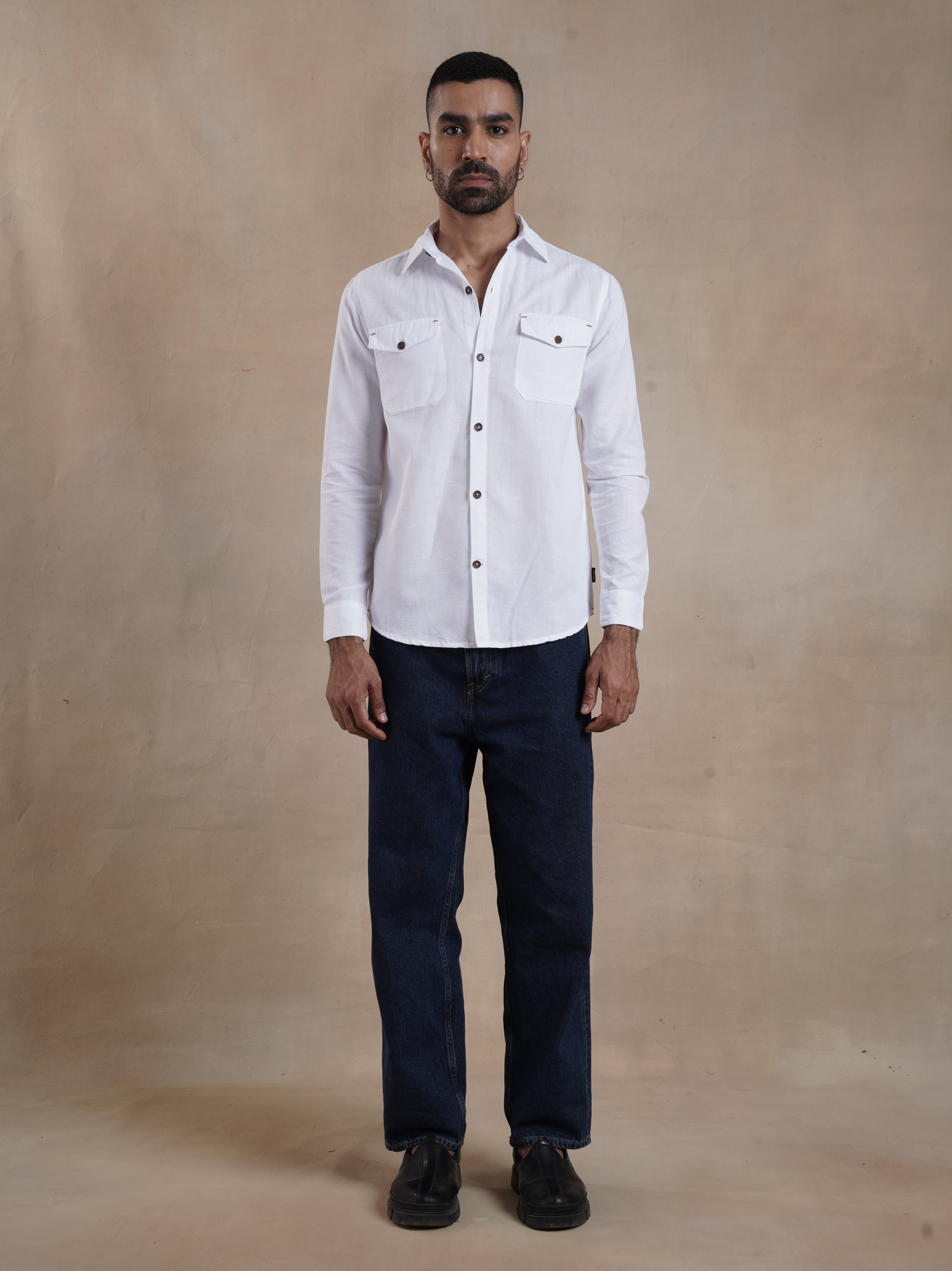 Men's Double Pocket Contrast Bartack Shirt