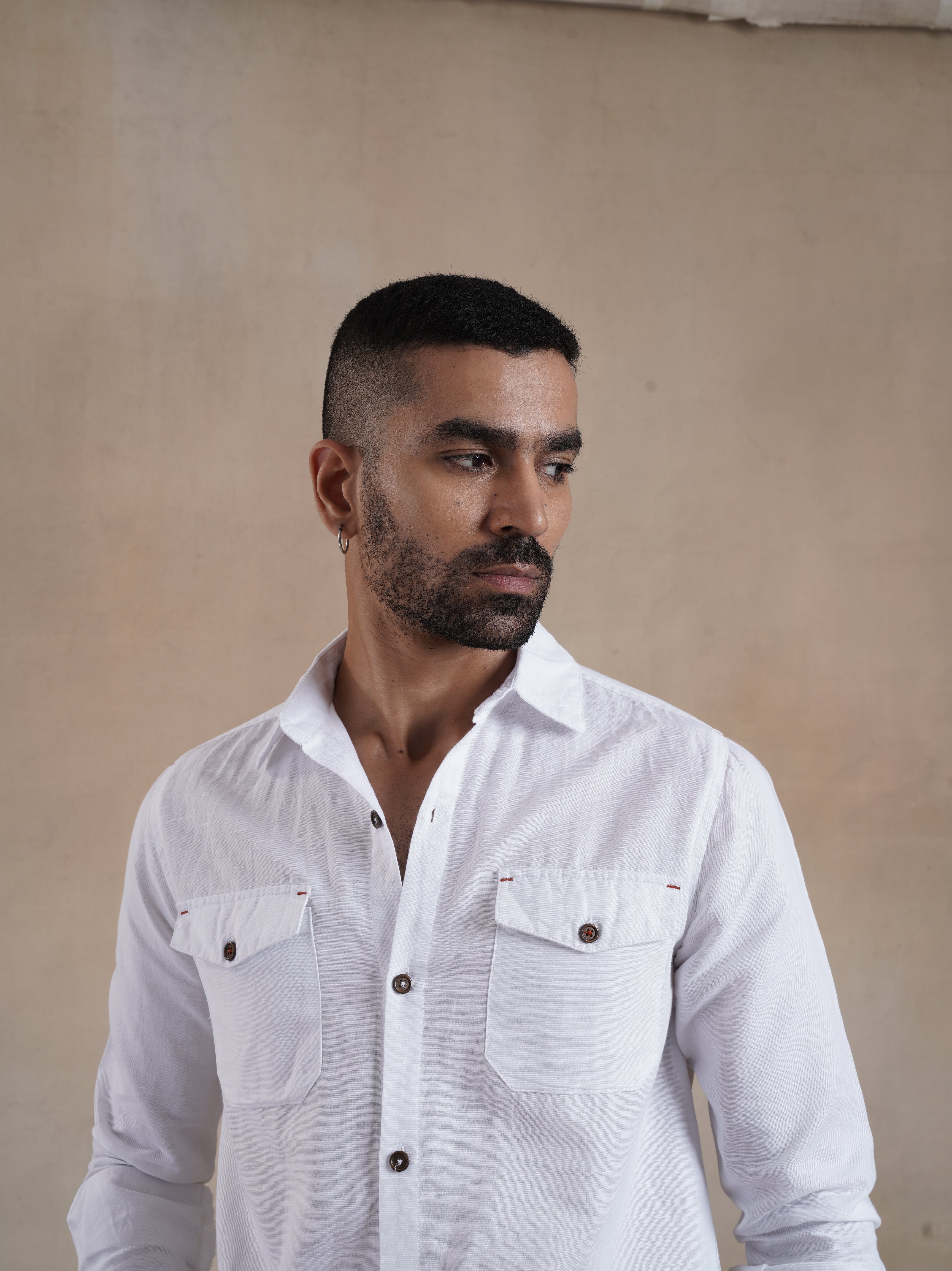 Men's Double Pocket Contrast Bartack Shirt