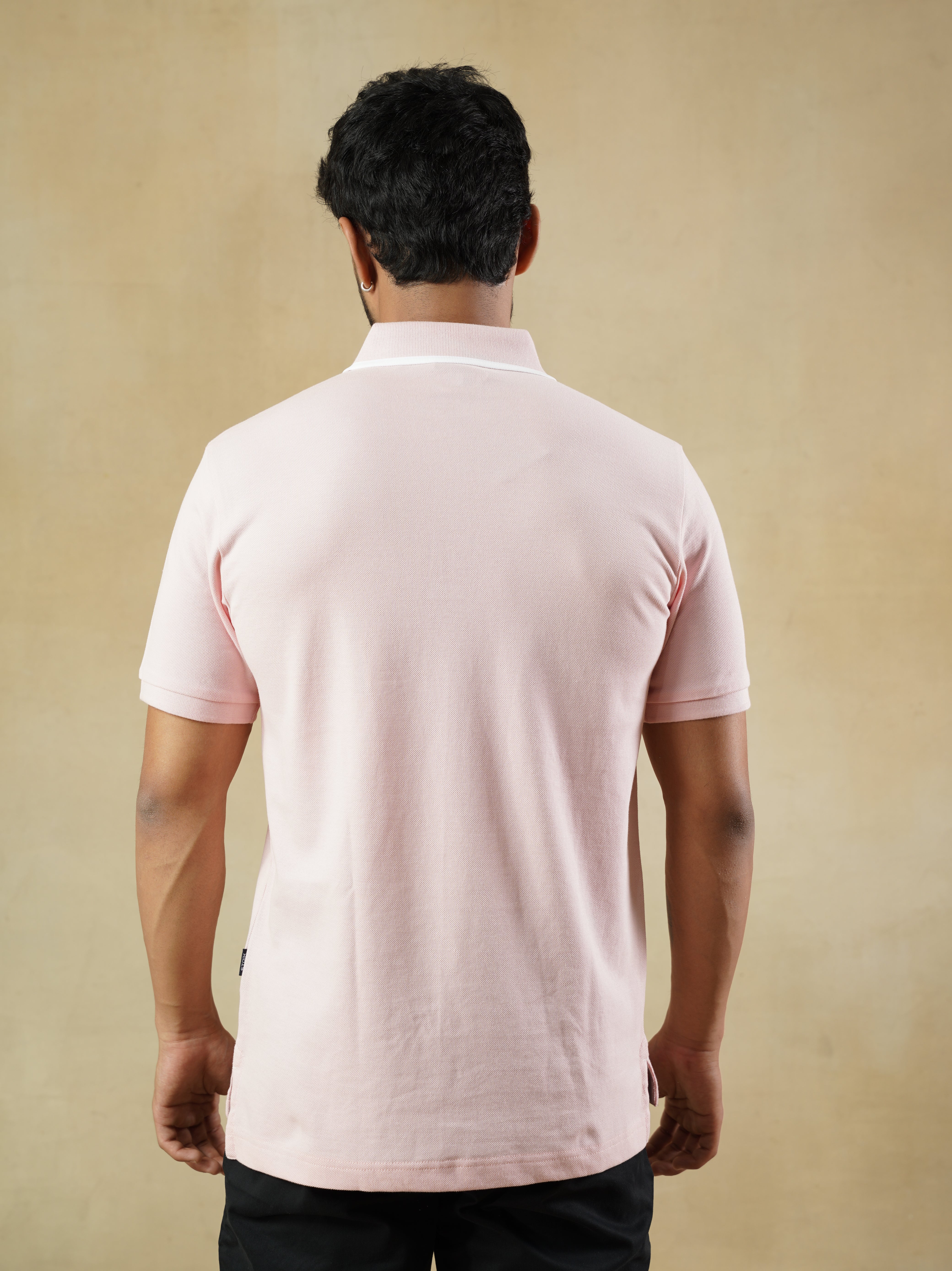 Men's 100% cotton Pink Polo Neck T-Shirt