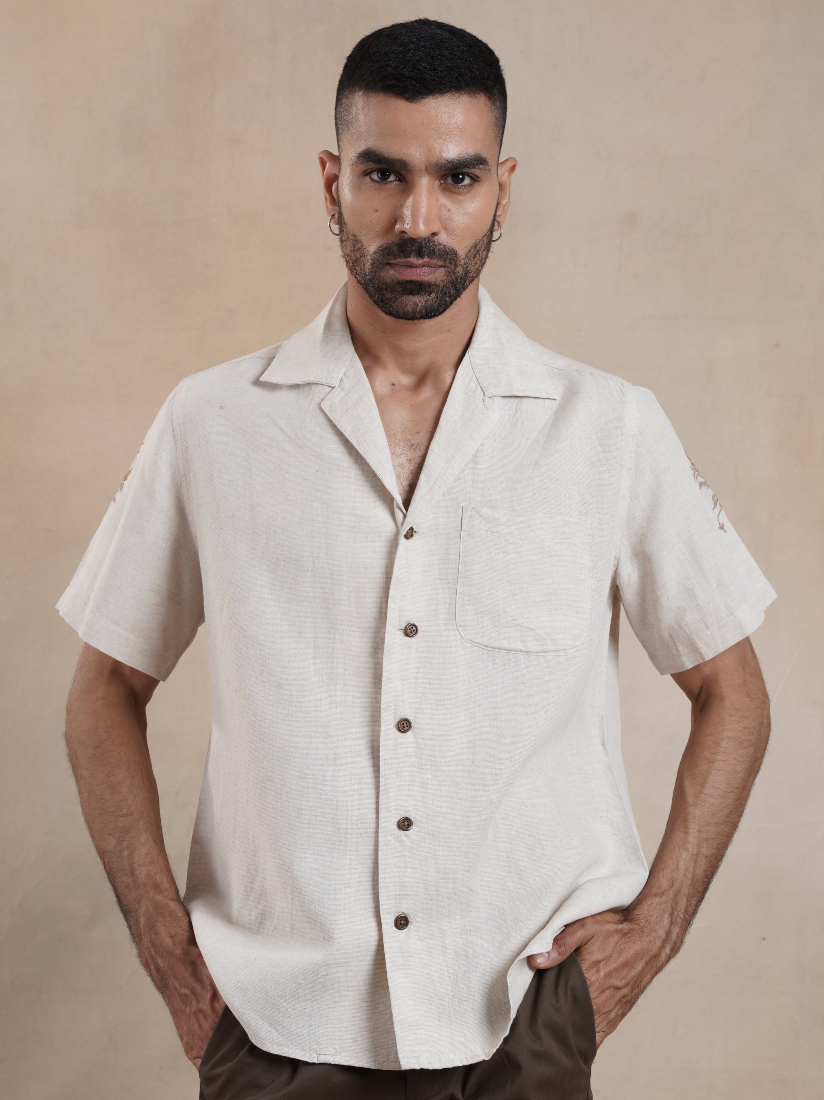 Men's Embroidered Resort Collar Shirt