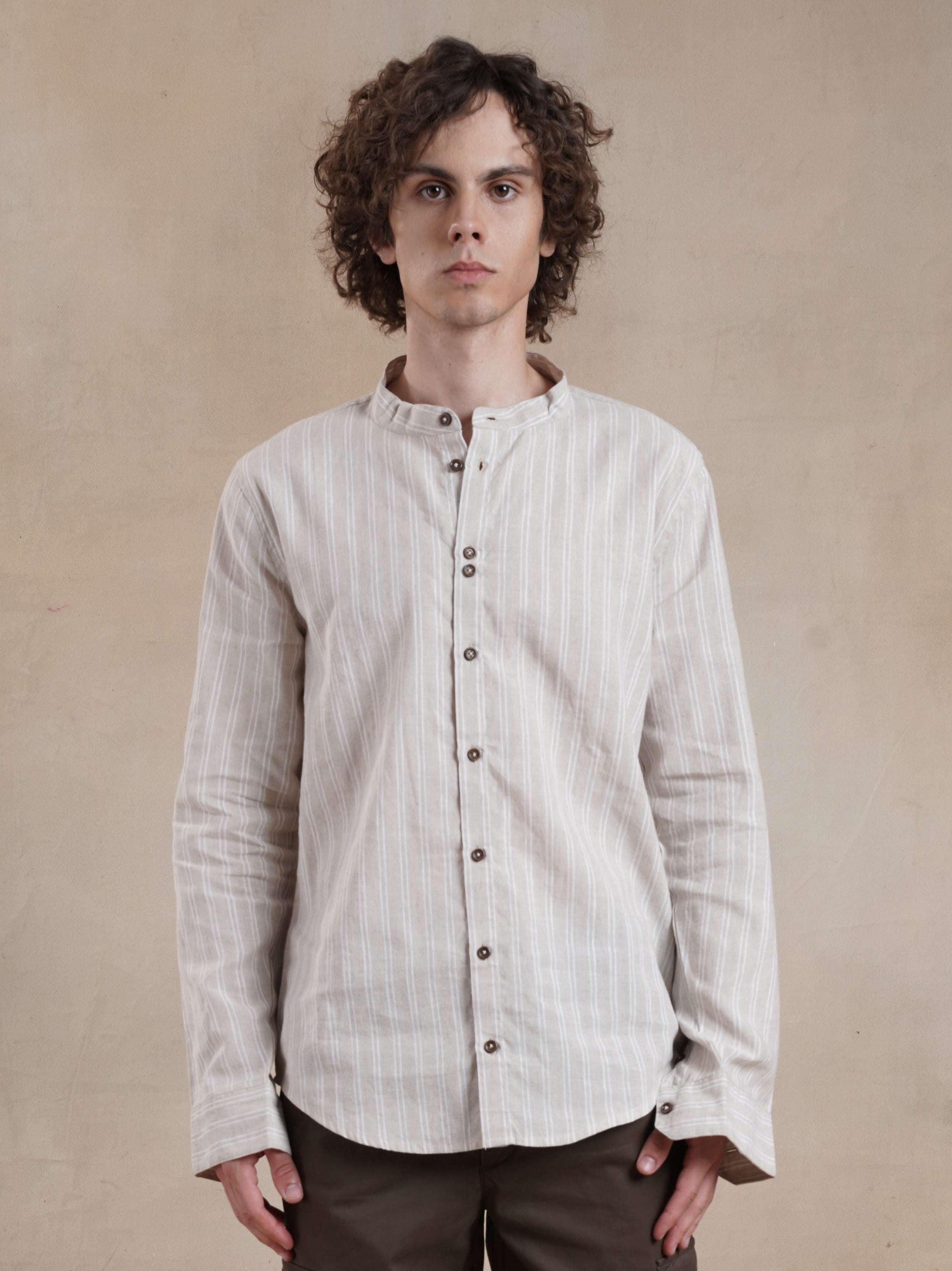 Men's Festive Shirt with Mandarin collar | Minimal Embroidery