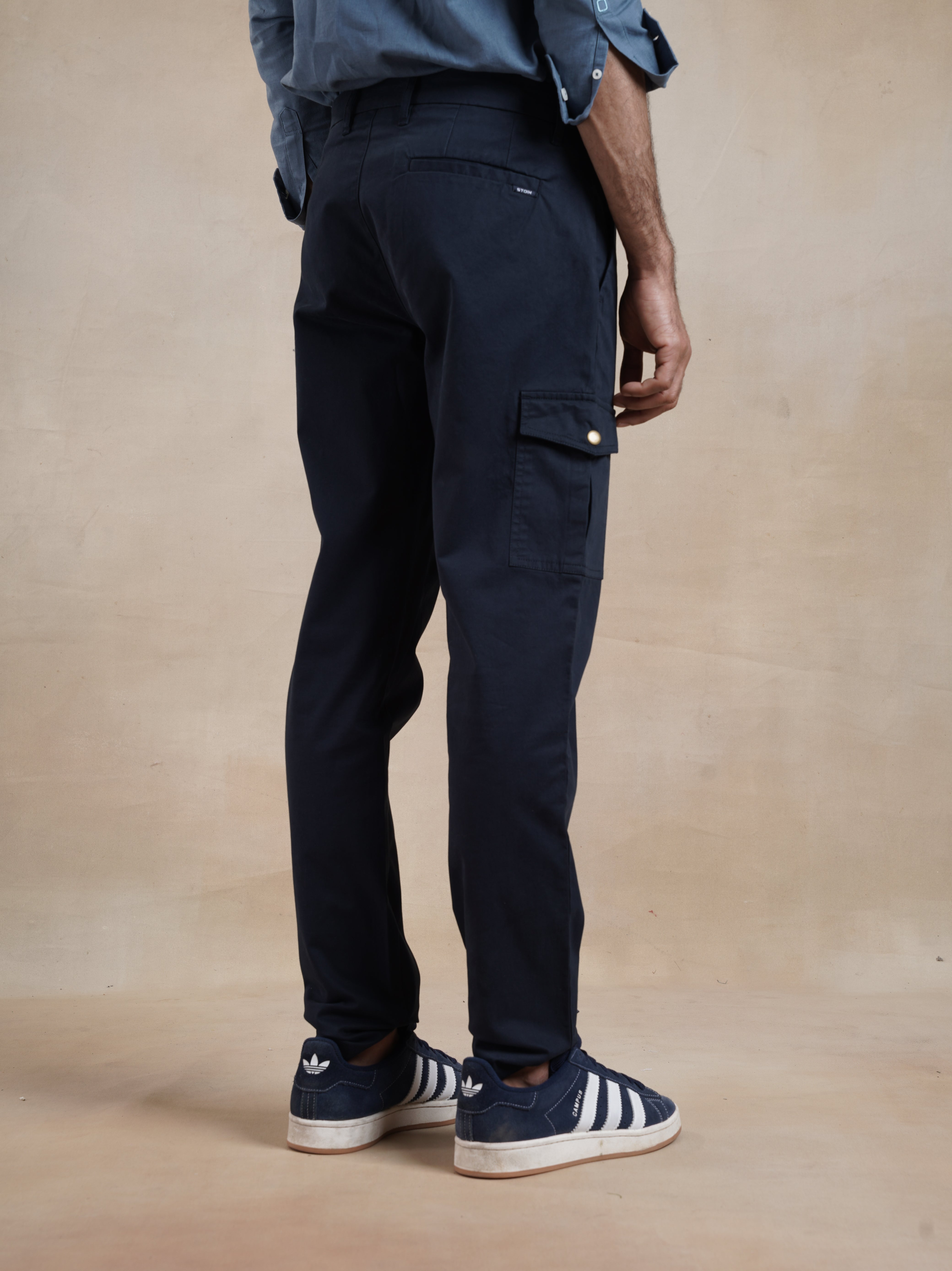 Men's Regular Fit Navy Cargos