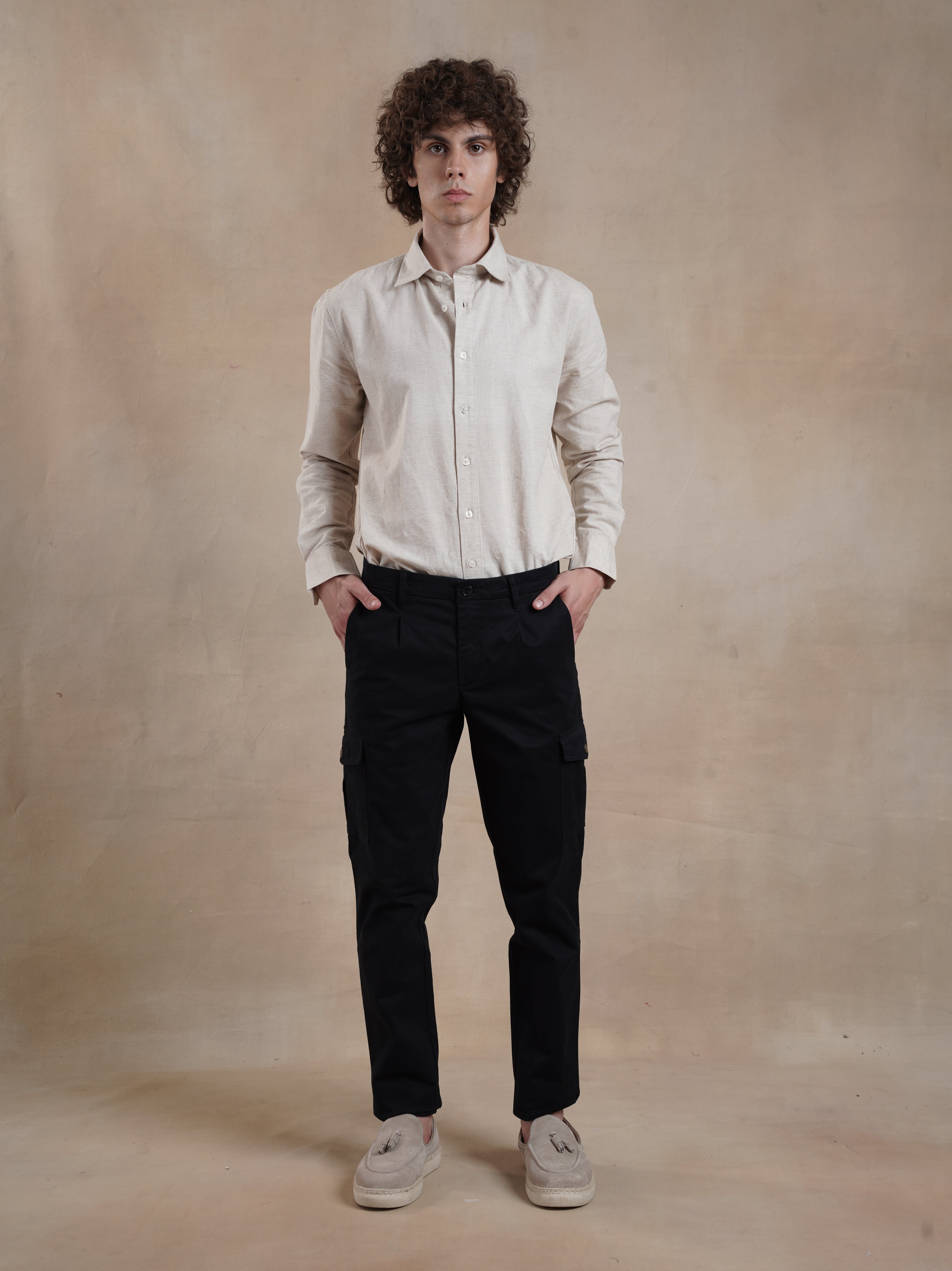 Men's Regular Fit Black Cargos