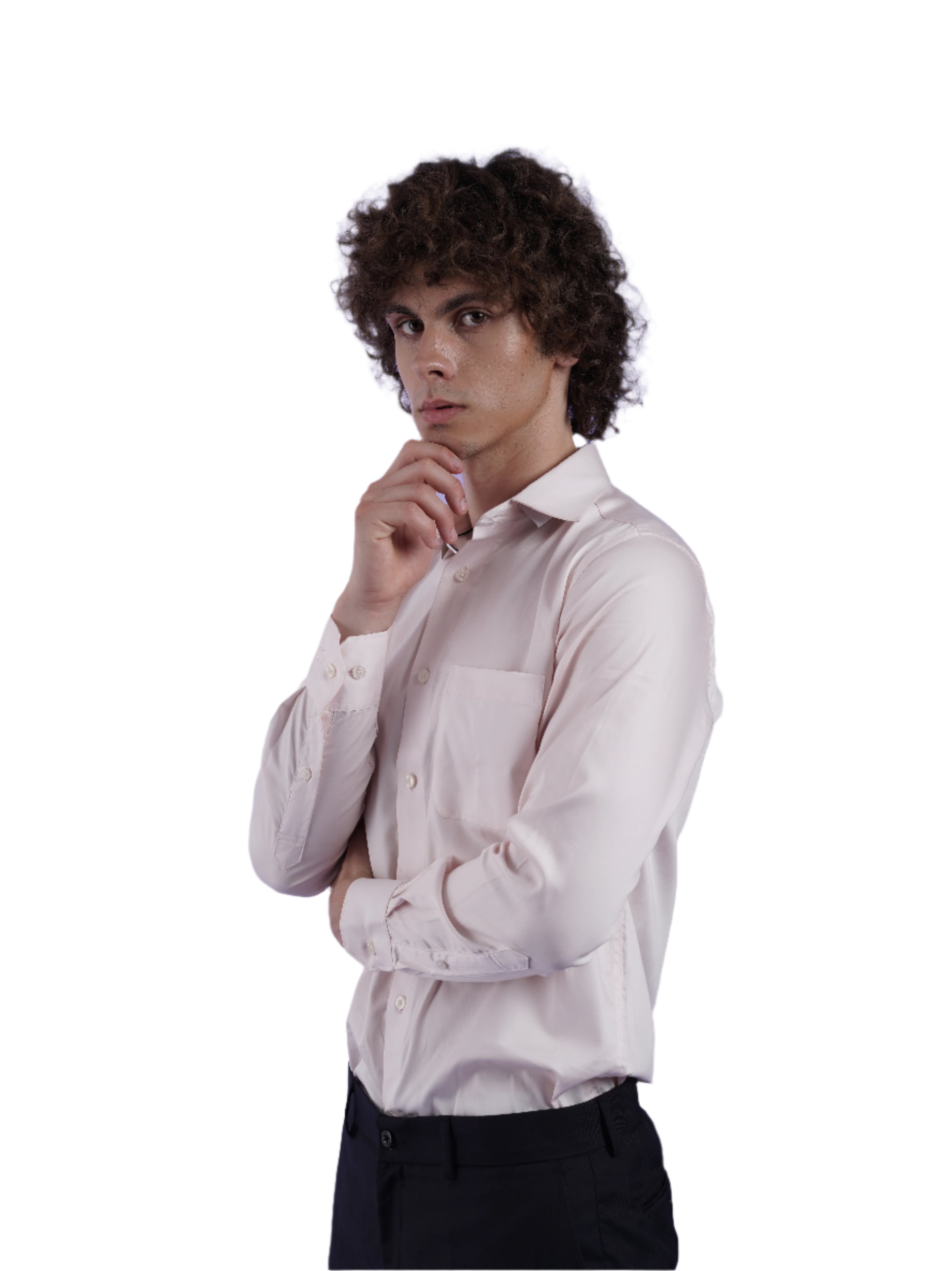 Men's Pink Formal Full Sleeves Shirt