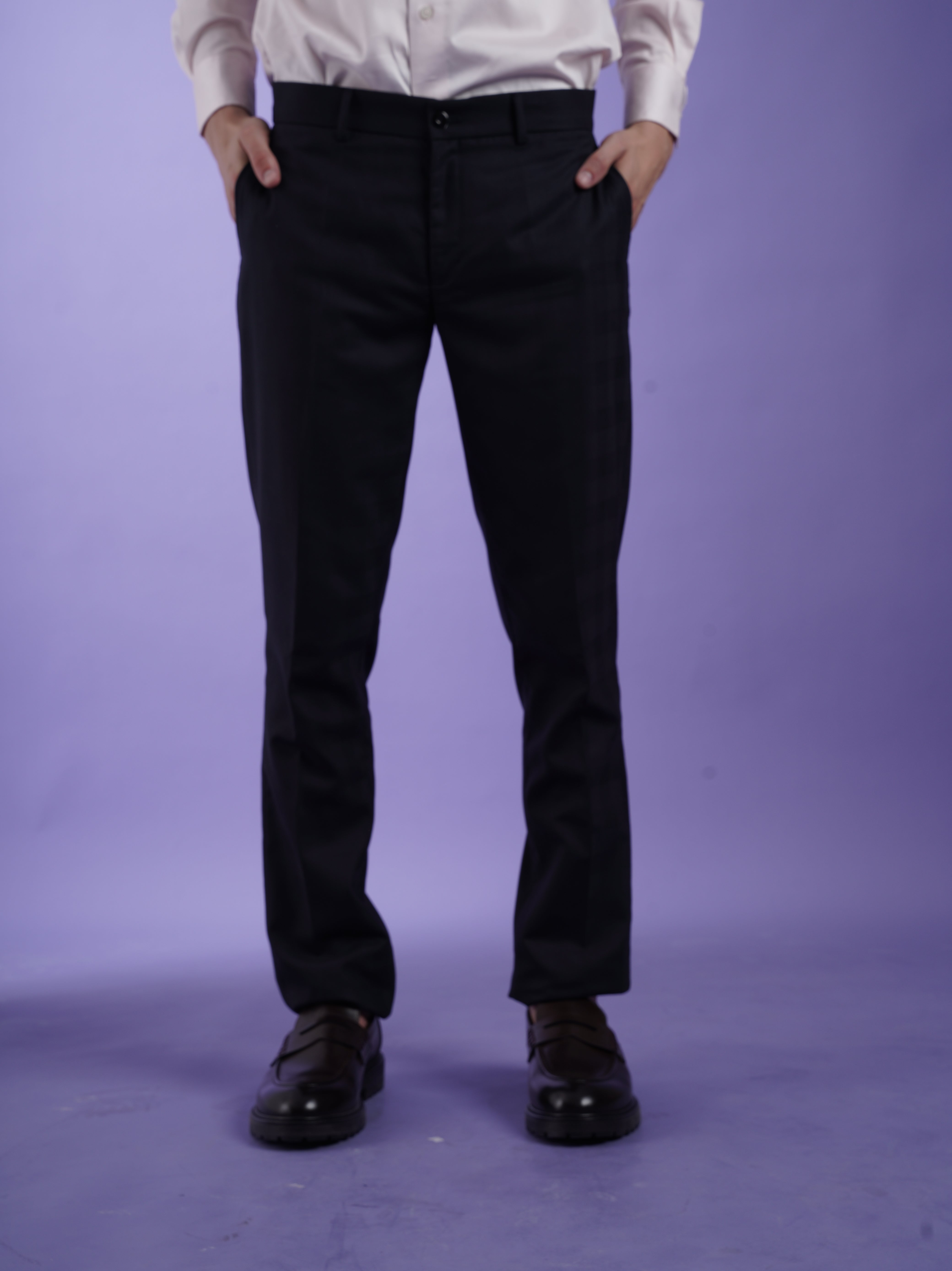 Men's Navy Formal Pant with Taped Waistband