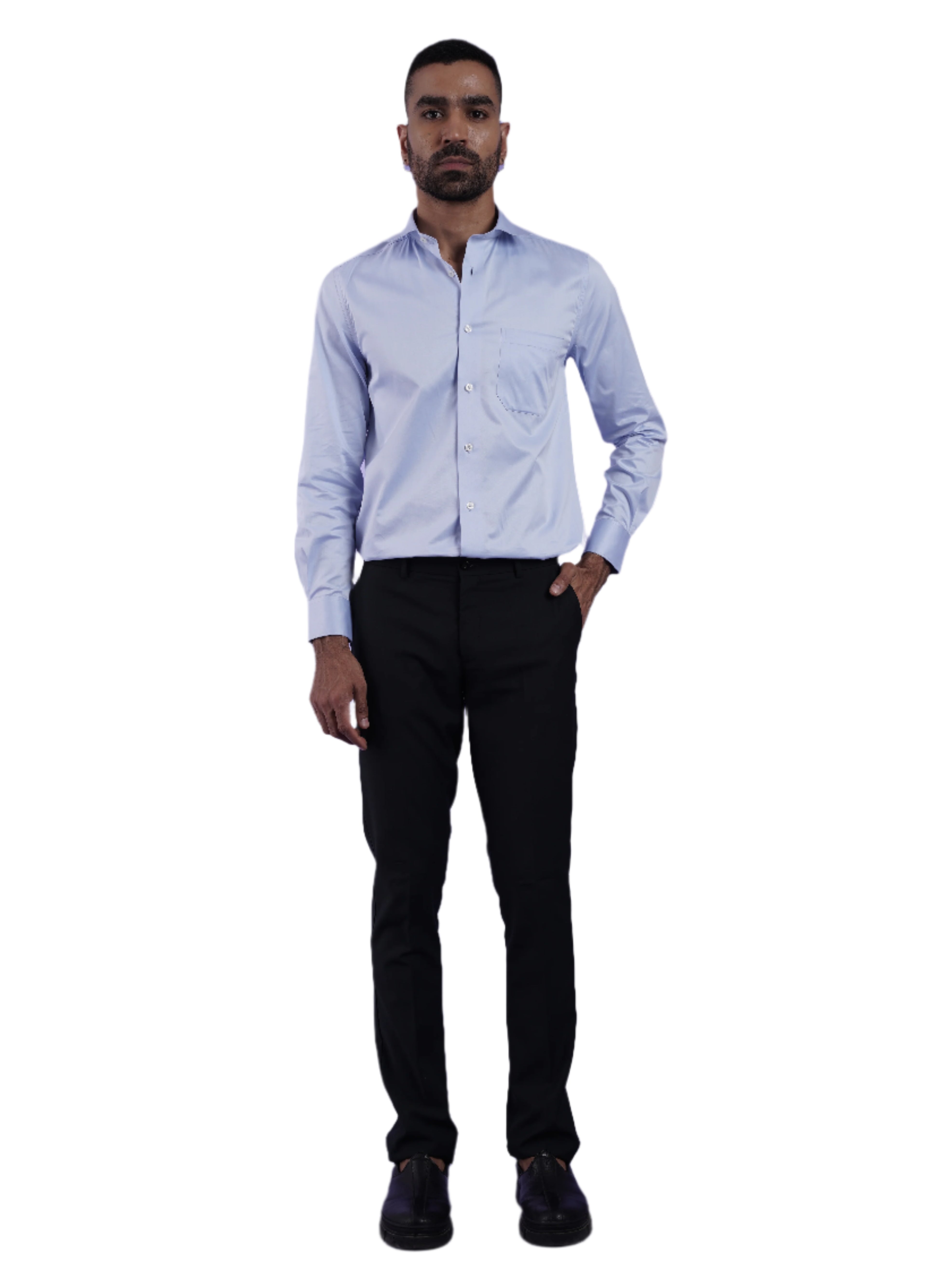 Men's Solid Blue Formal Full Sleeves Shirt