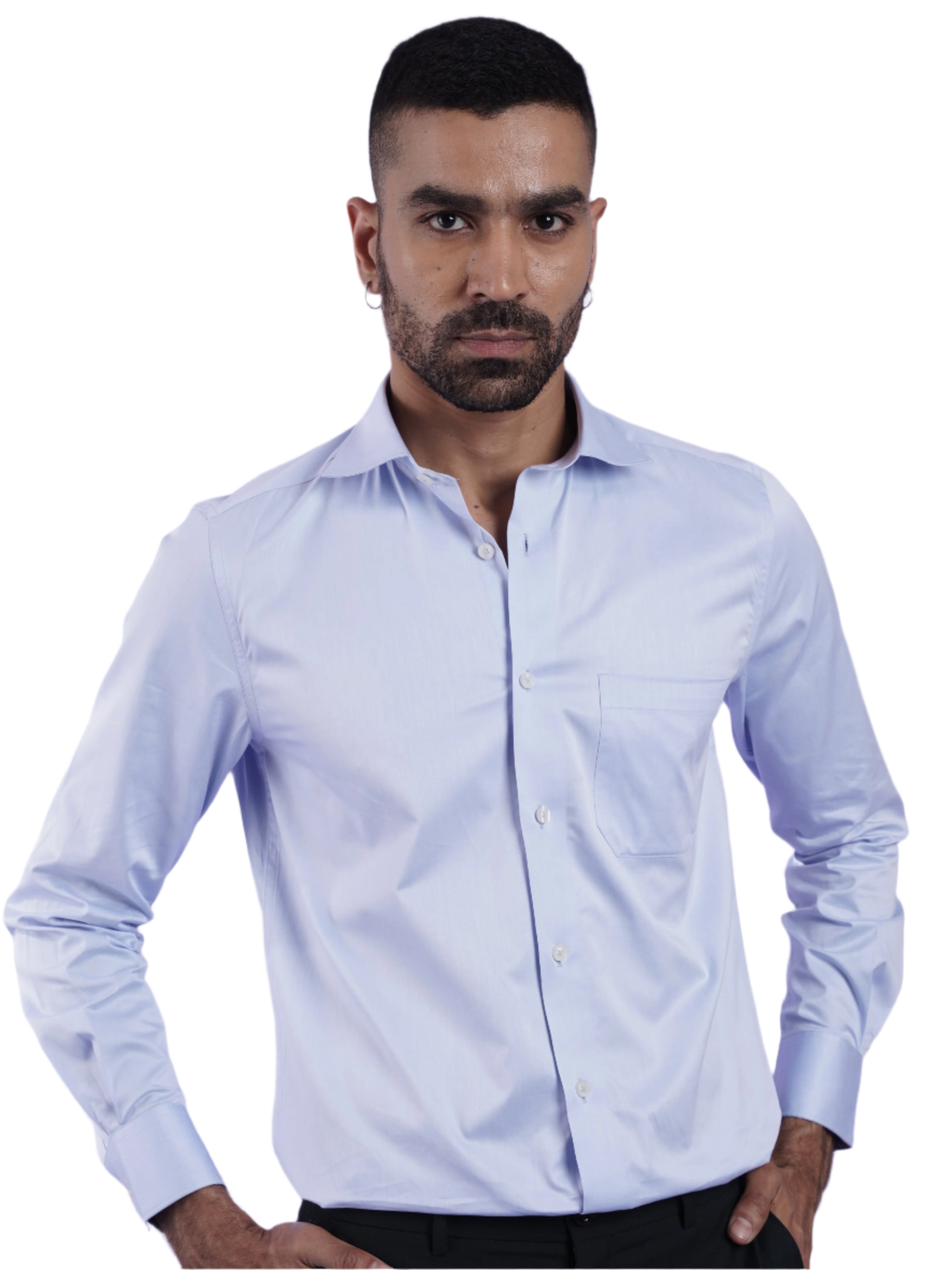 Men's Solid Blue Formal Full Sleeves Shirt