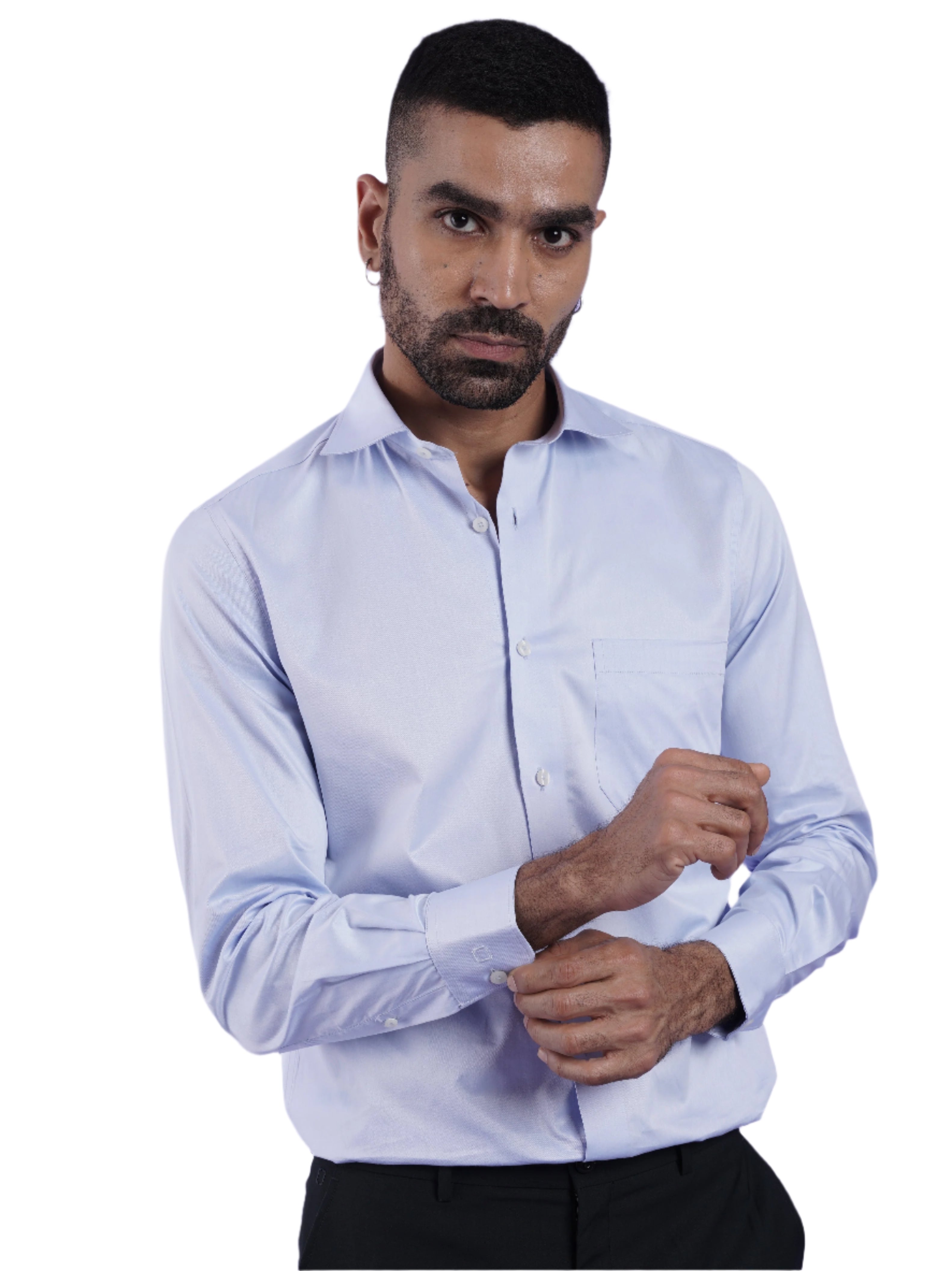 Men's Solid Blue Formal Full Sleeves Shirt