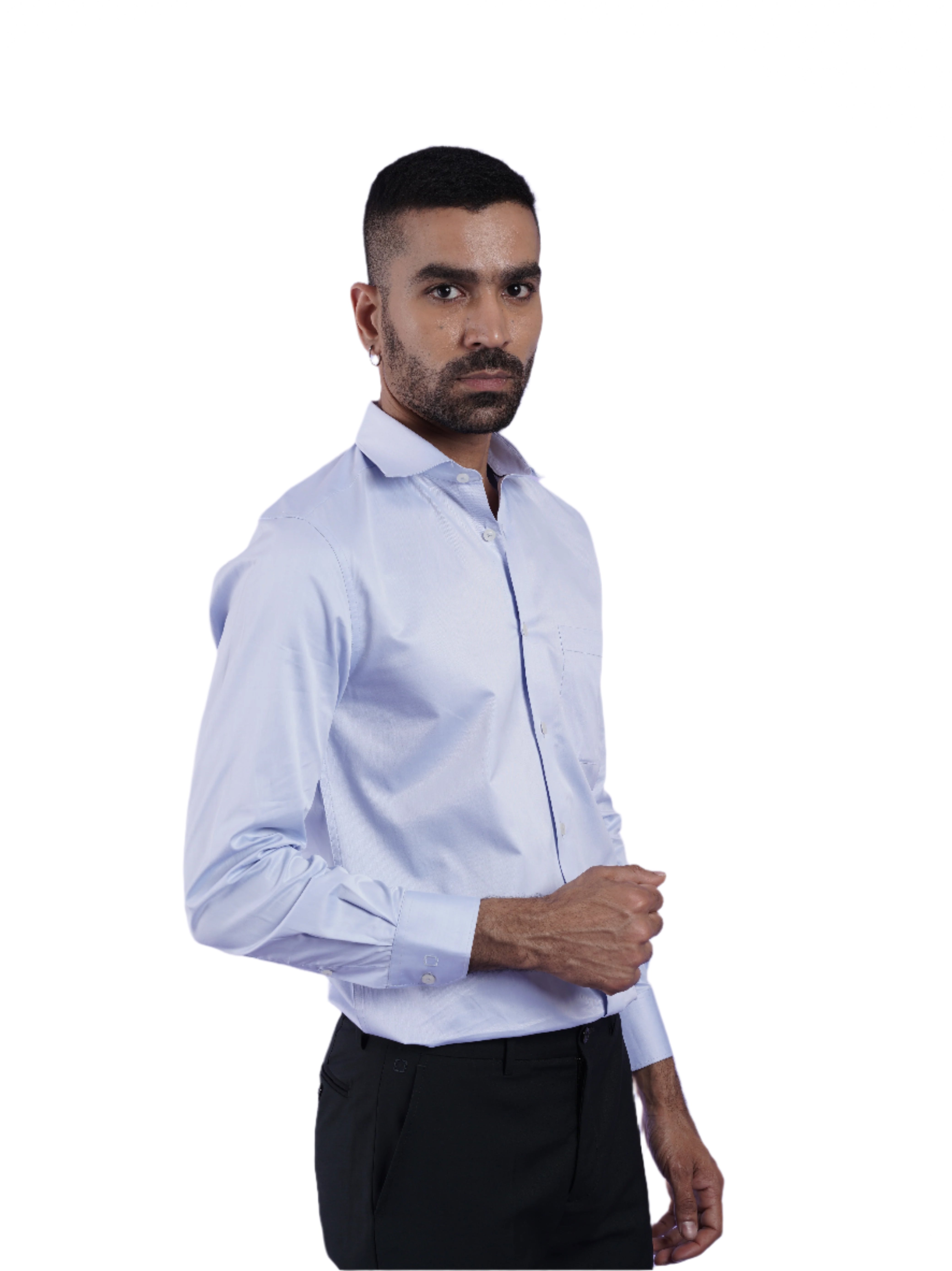 Men's Solid Blue Formal Full Sleeves Shirt