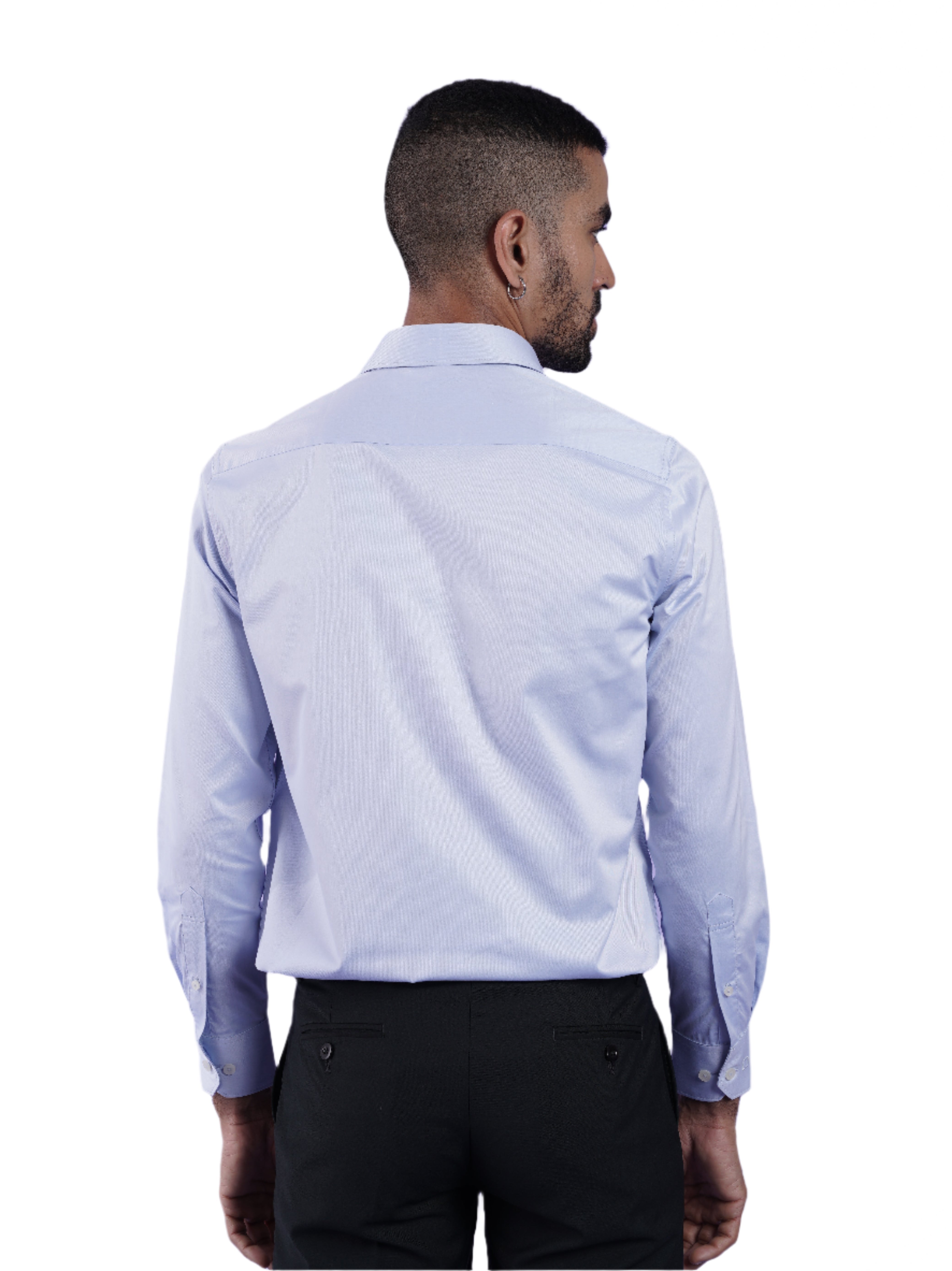 Men's Solid Blue Formal Full Sleeves Shirt