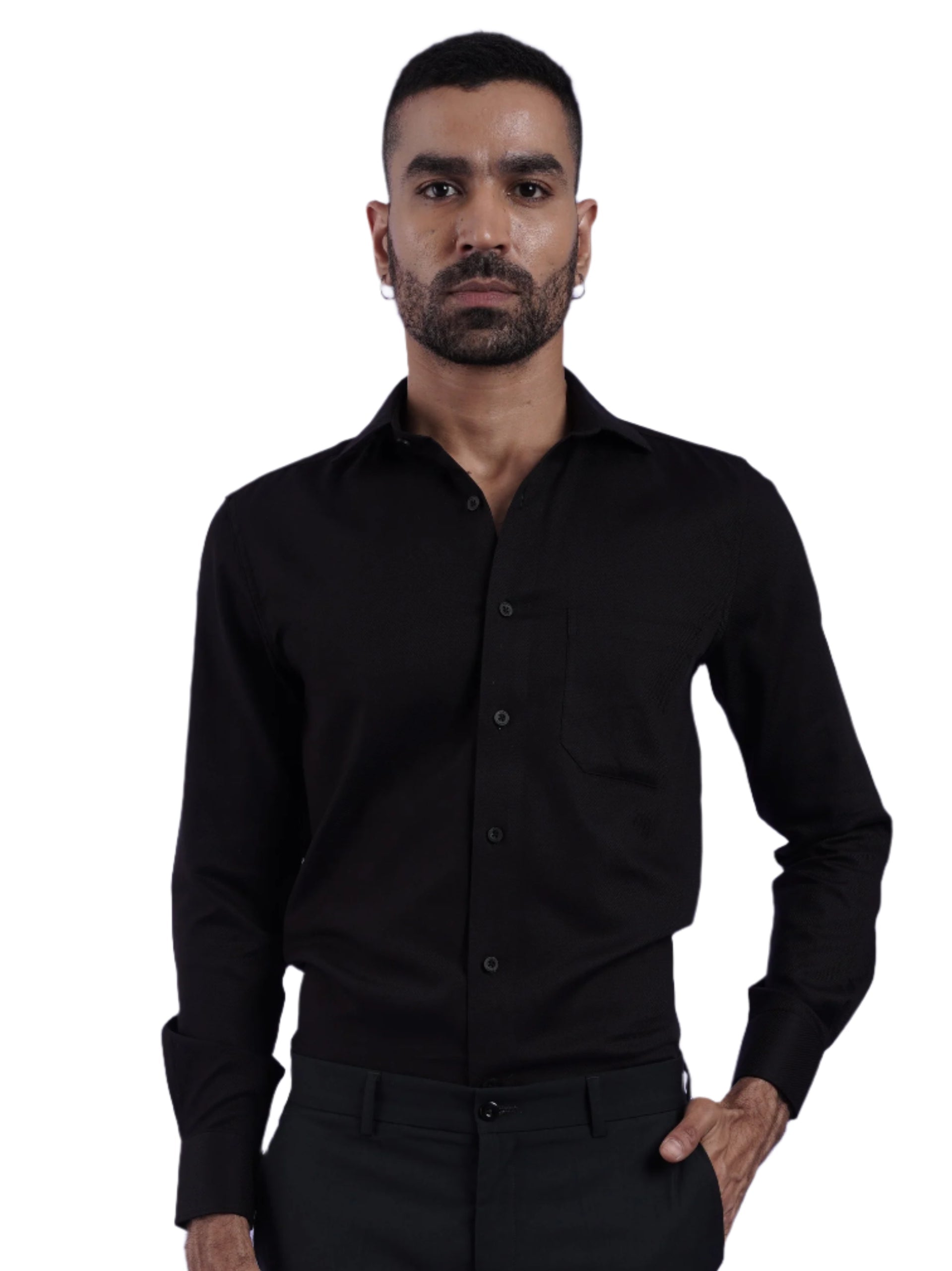 Men's Black Full Sleeves Formal Shirt