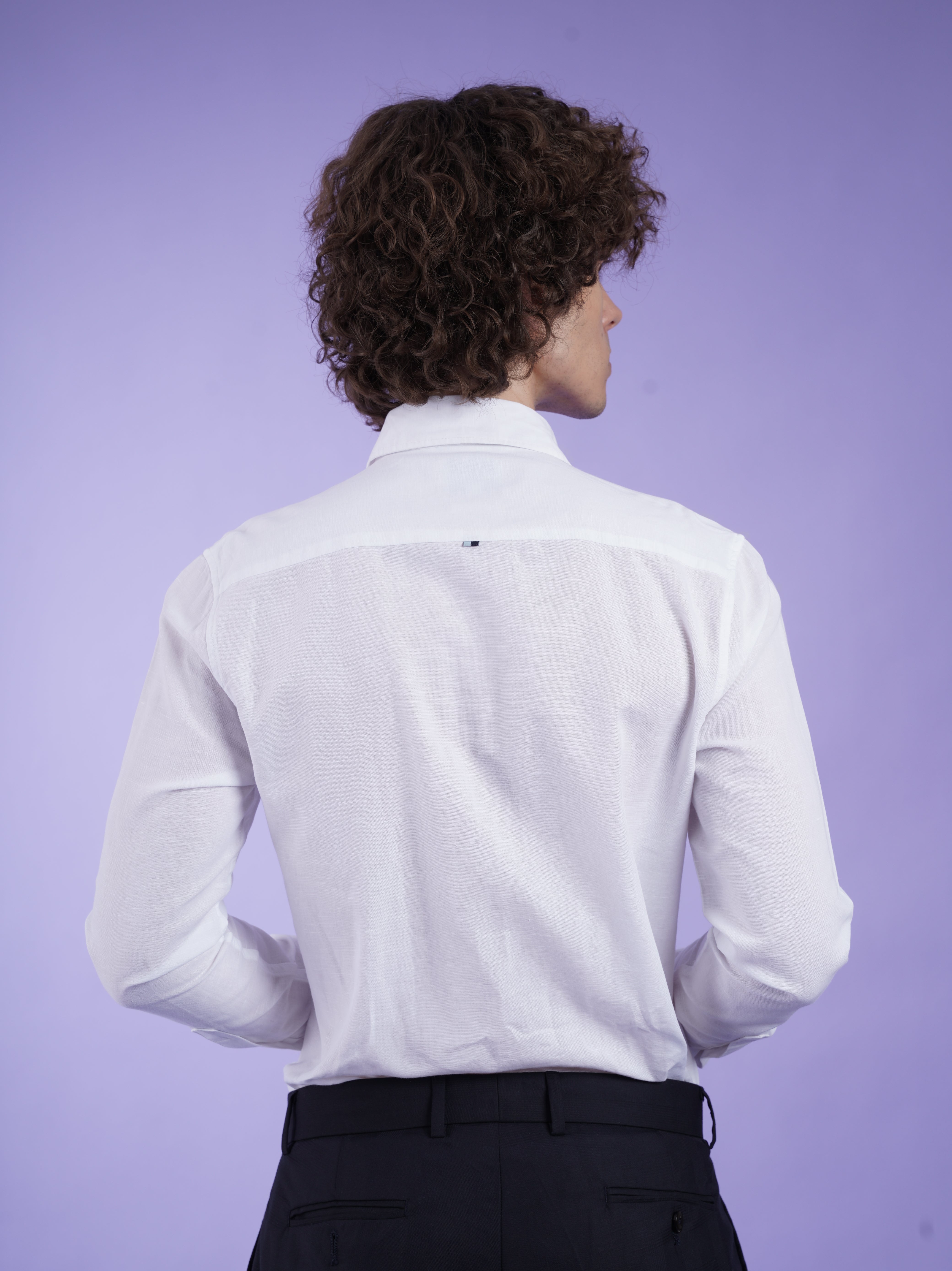 Men's White Full Sleeves Shirt with French Placket