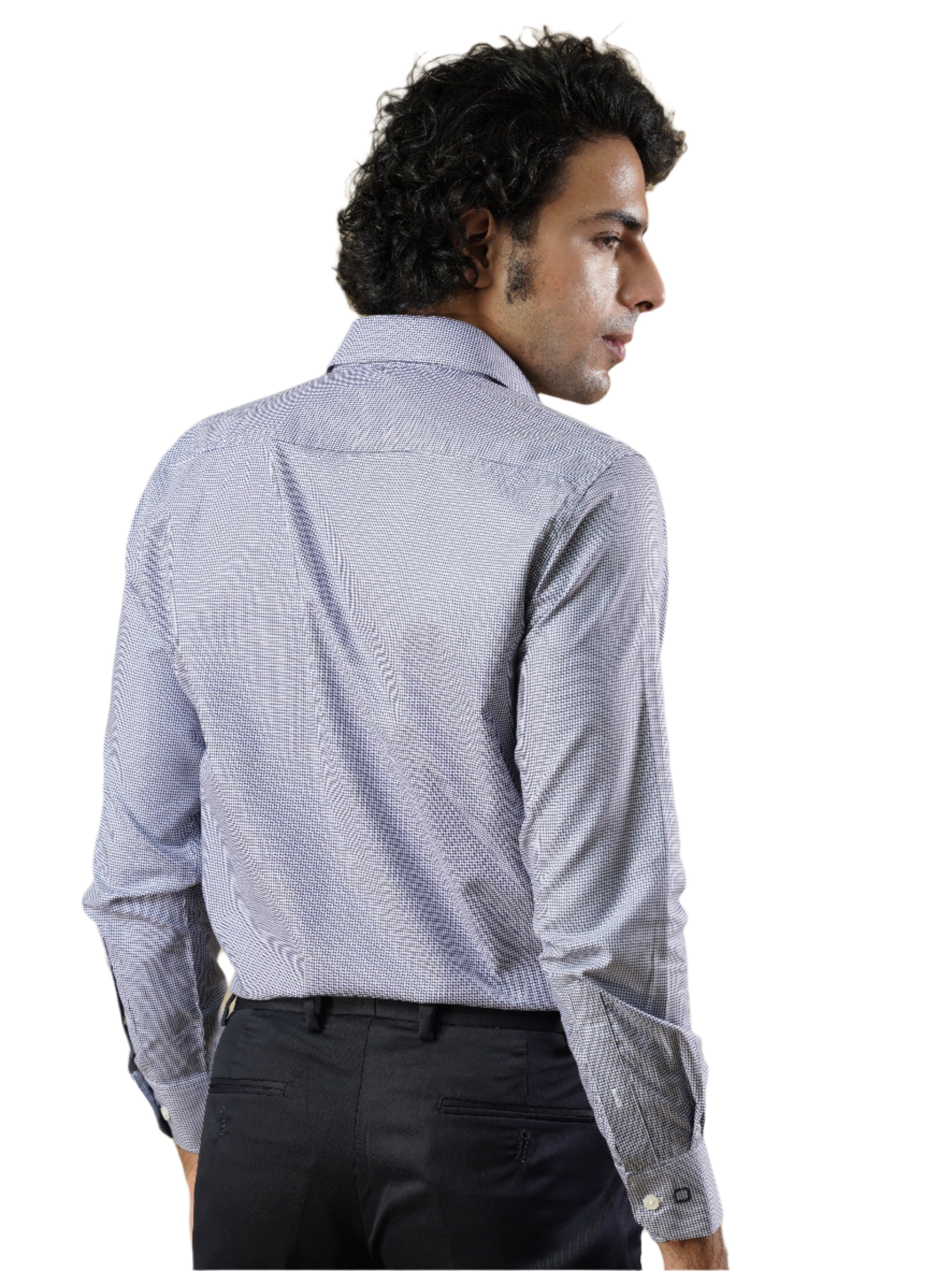 Men’s Blue Micro-checks Formal Full Sleeves Shirt