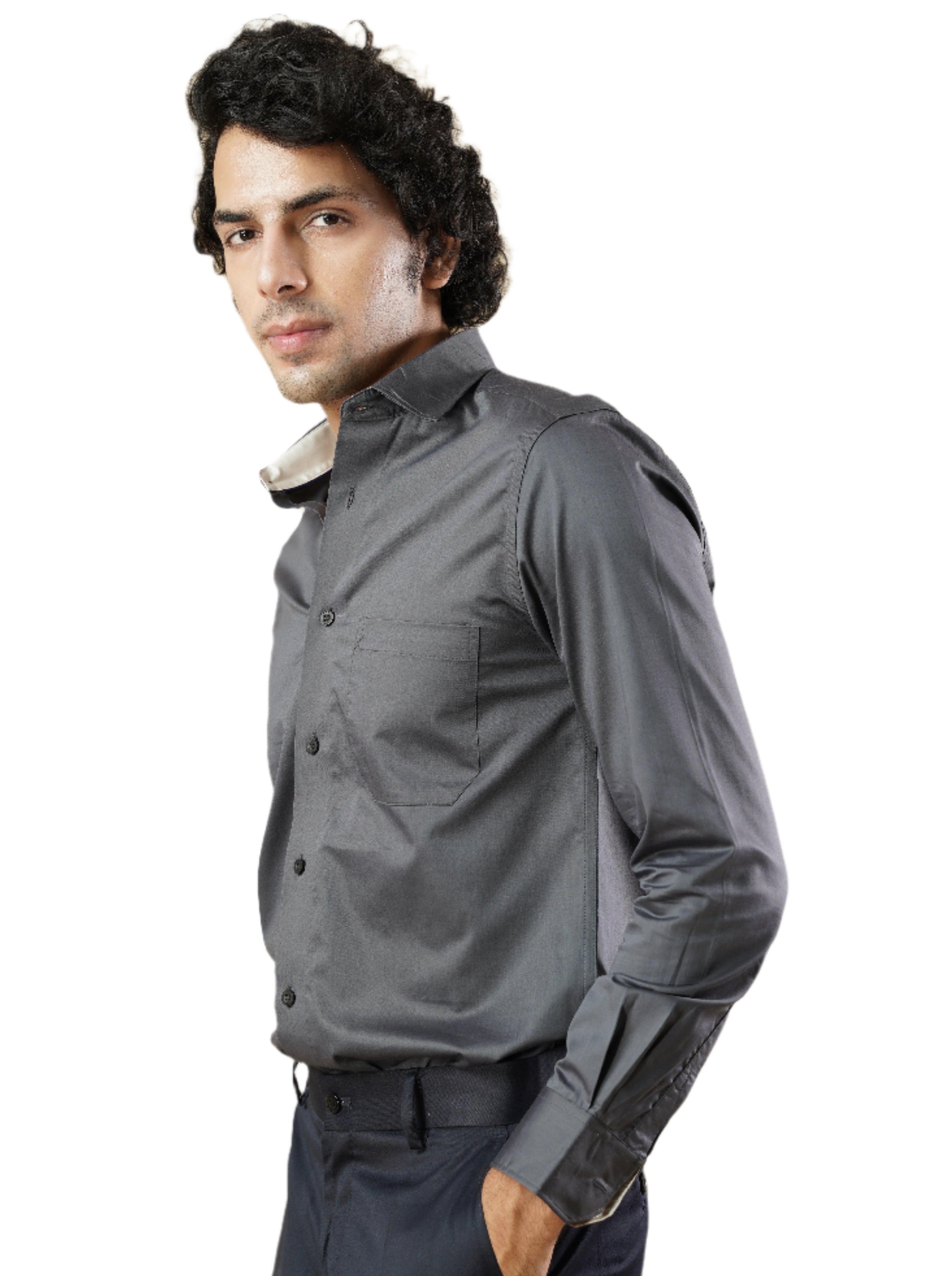 Men's Grey Full Sleeves Formal Shirt