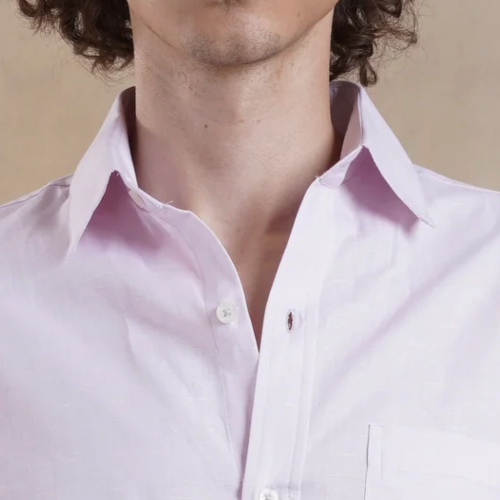 Men's Cotton Linen Pink Shirt